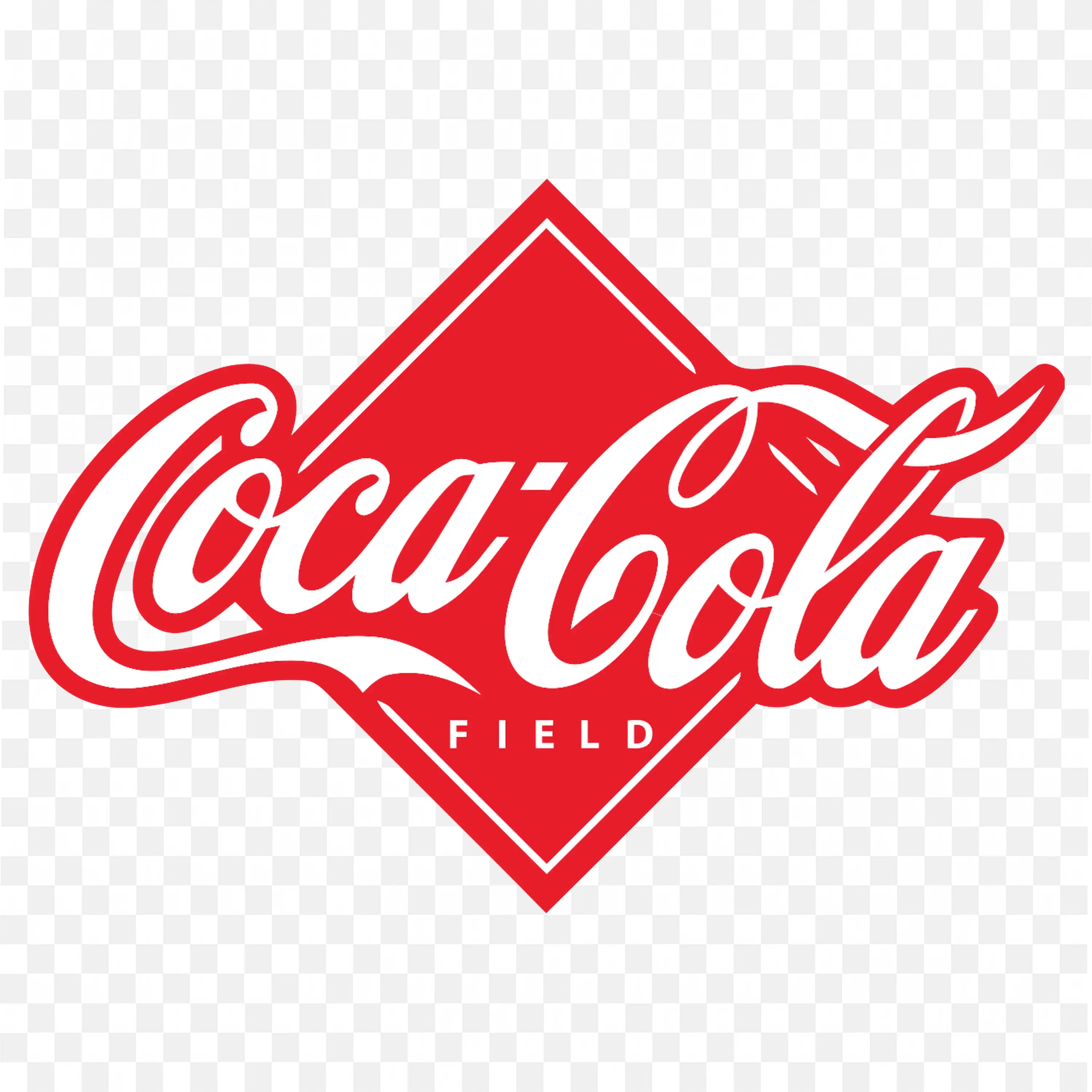 CocaCola with Field Text in Red Diamond Shaped Frame Logo