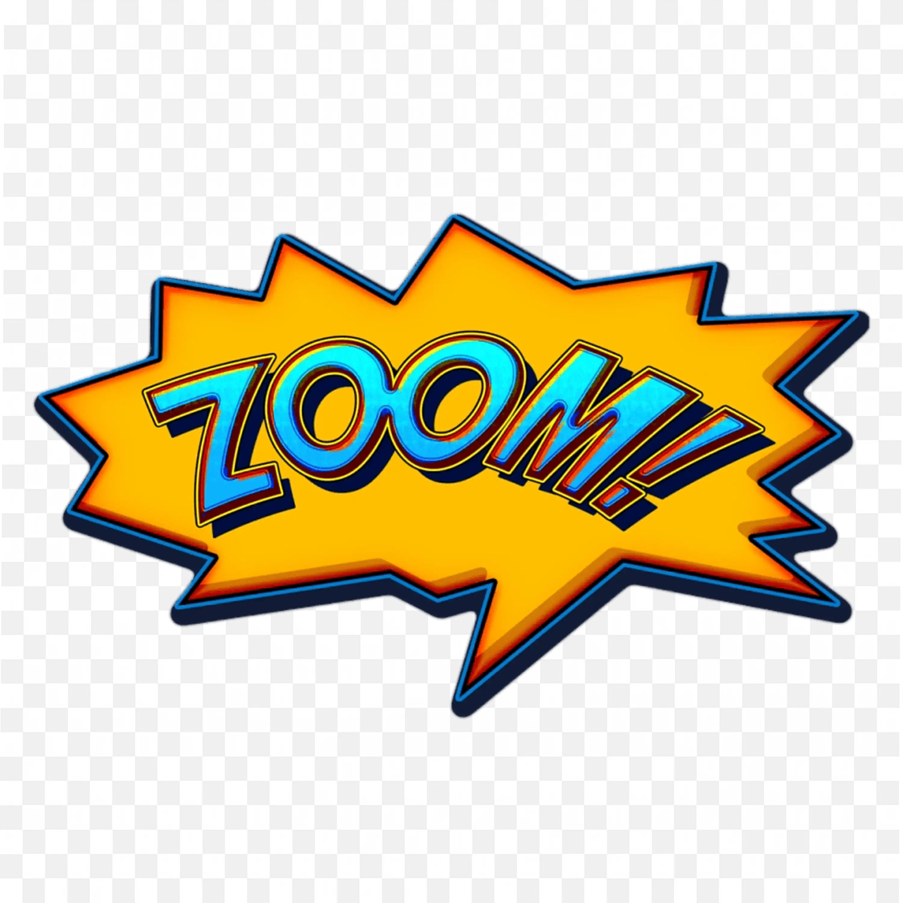 Comic Style Zoom Burst Logo in Orange and Blue Colour PNG