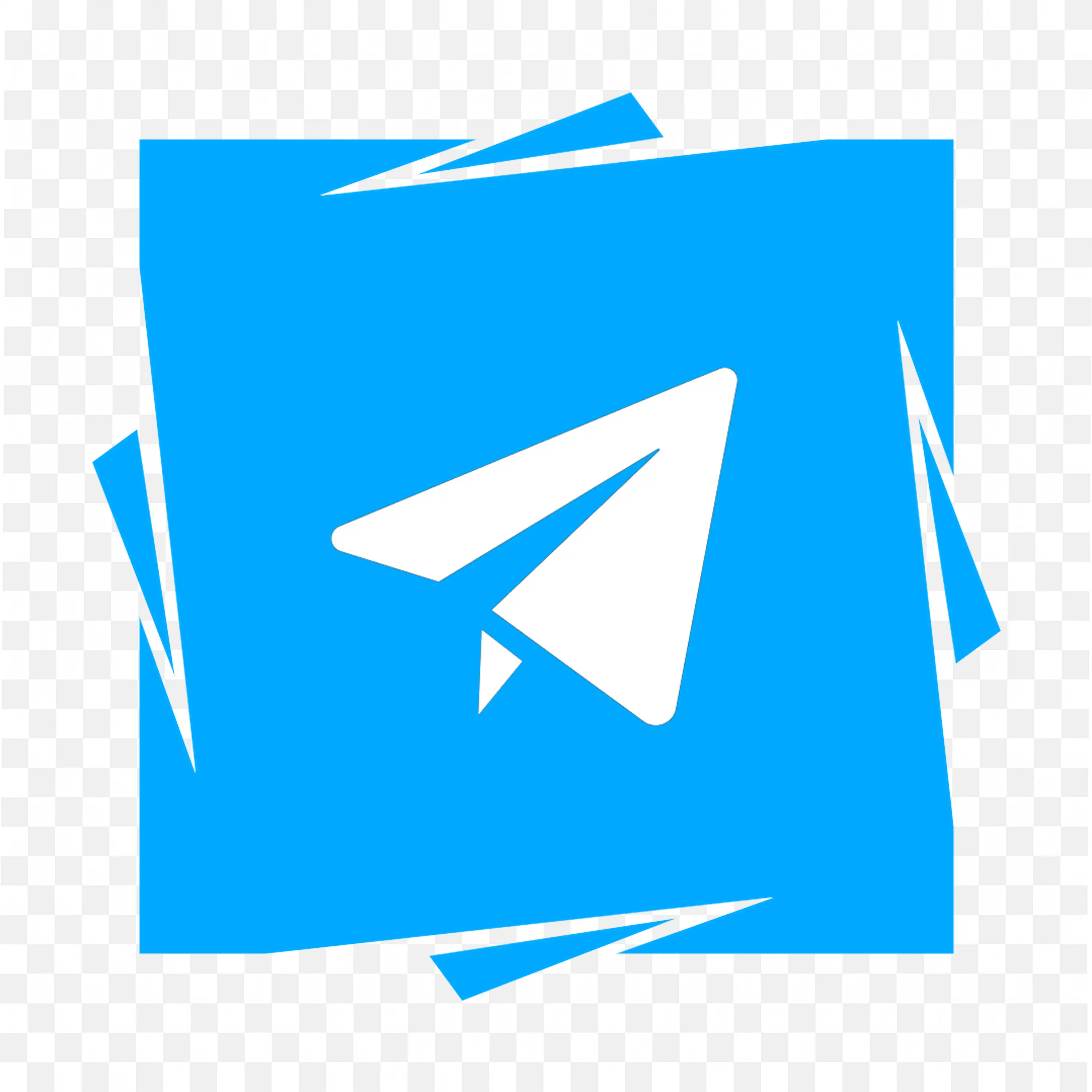 Creative layer Telegram App Logo with scattered corners PNG