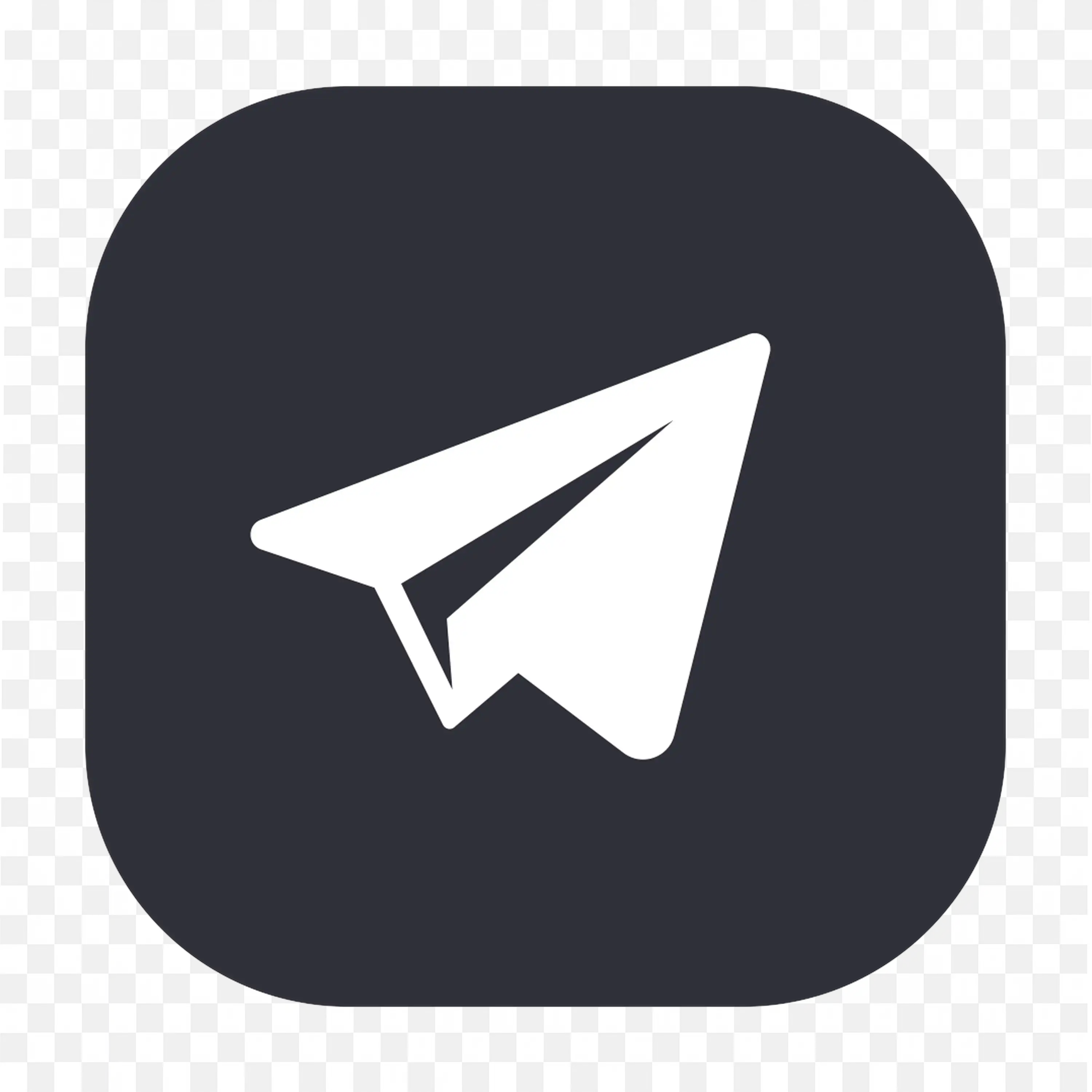 Dark Telegram App Icon with White Paper Plane PNG logo