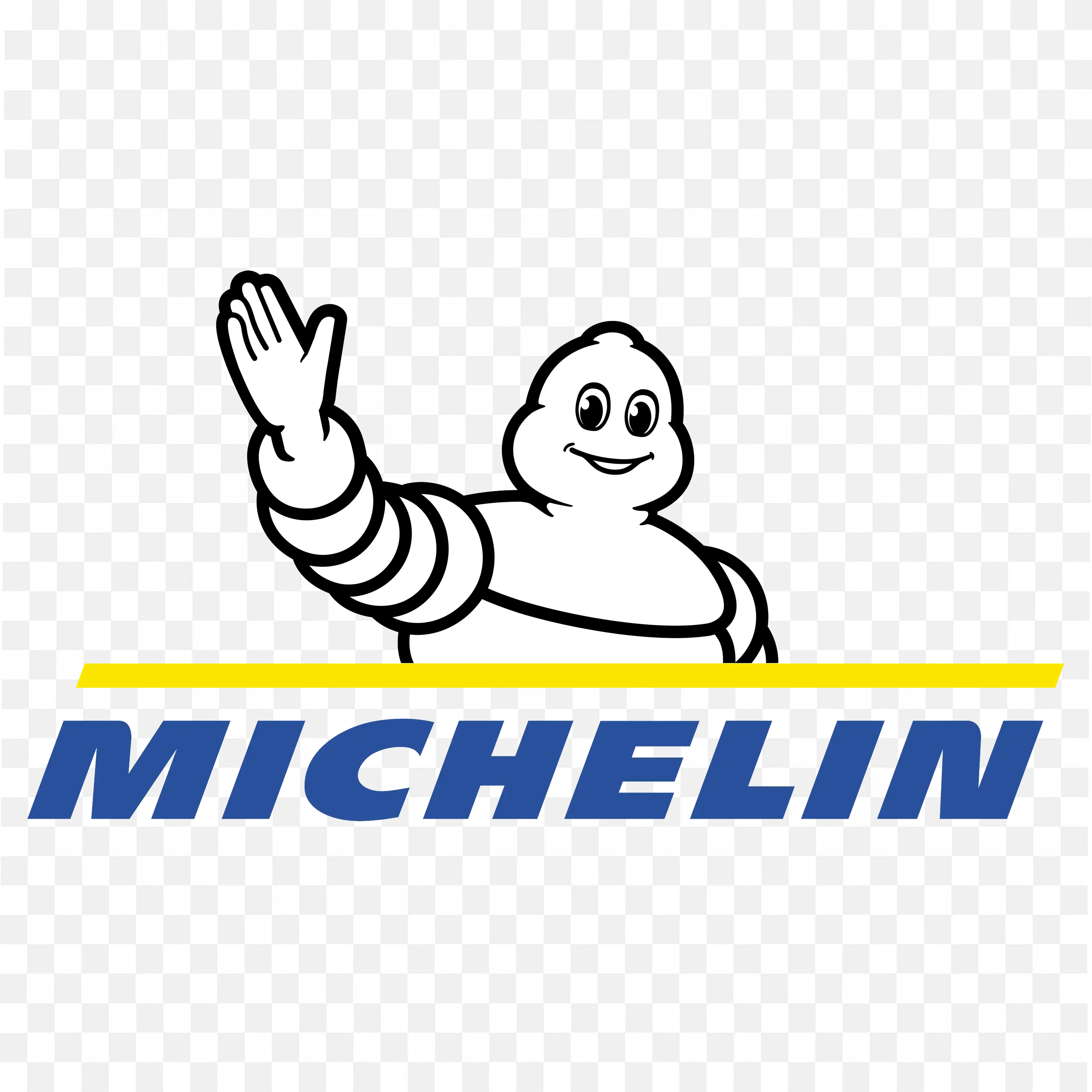 Famous Michelin Man Character Waving in Classic Brand Logo