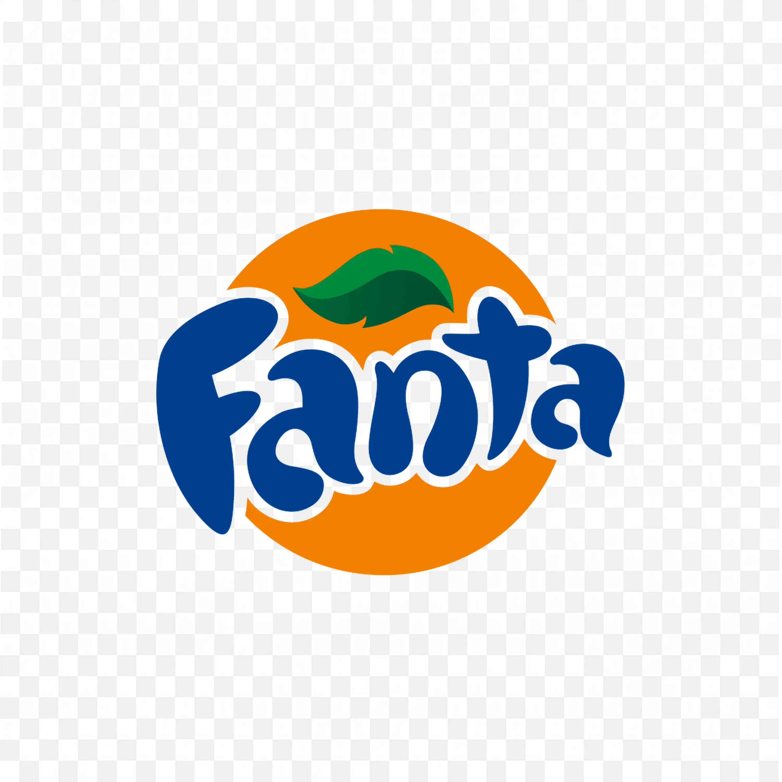Fanta drink Logo with Orange Slice and Blue Lettering PNG