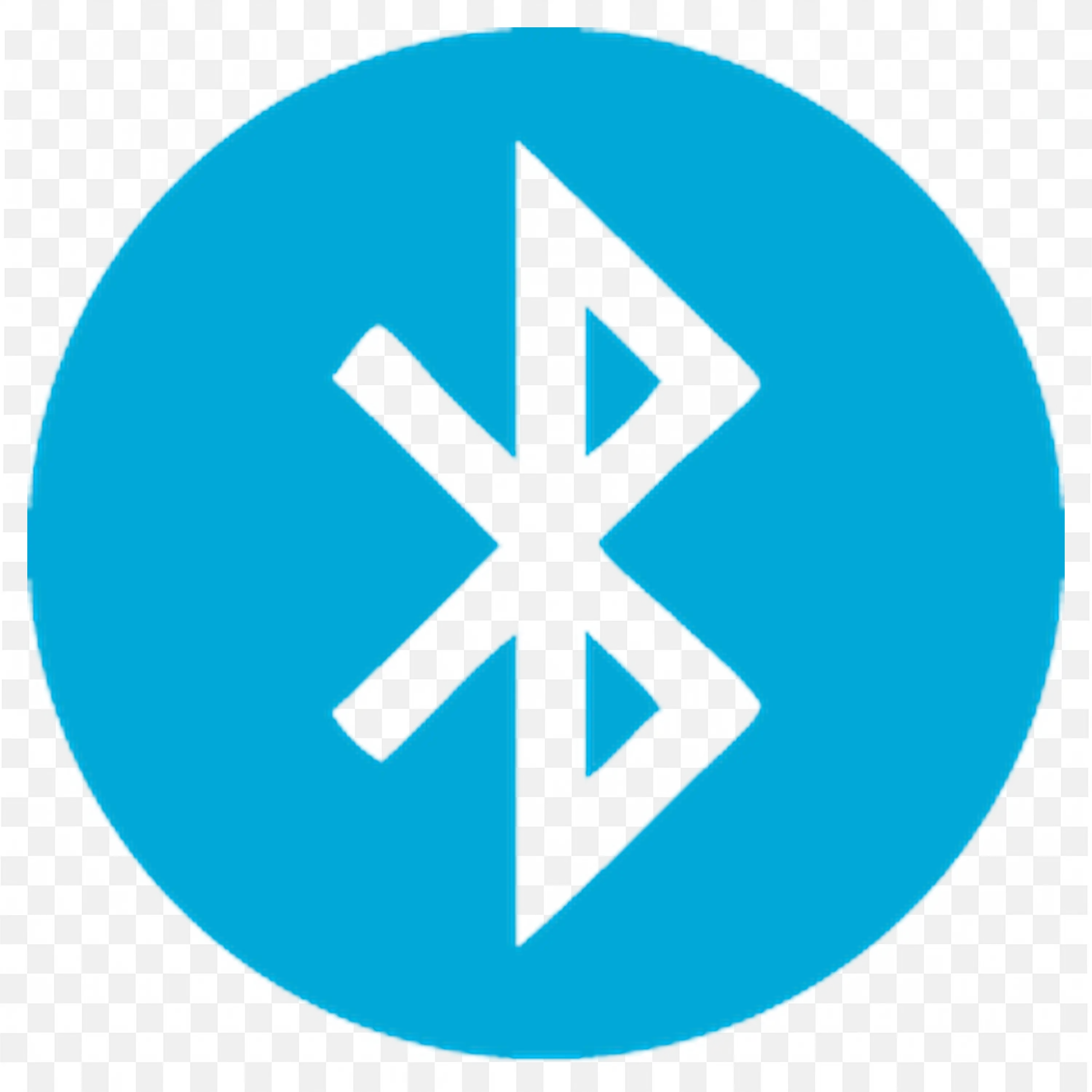 Flat Bluetooth symbol on bright Sky blue Circle PNG free