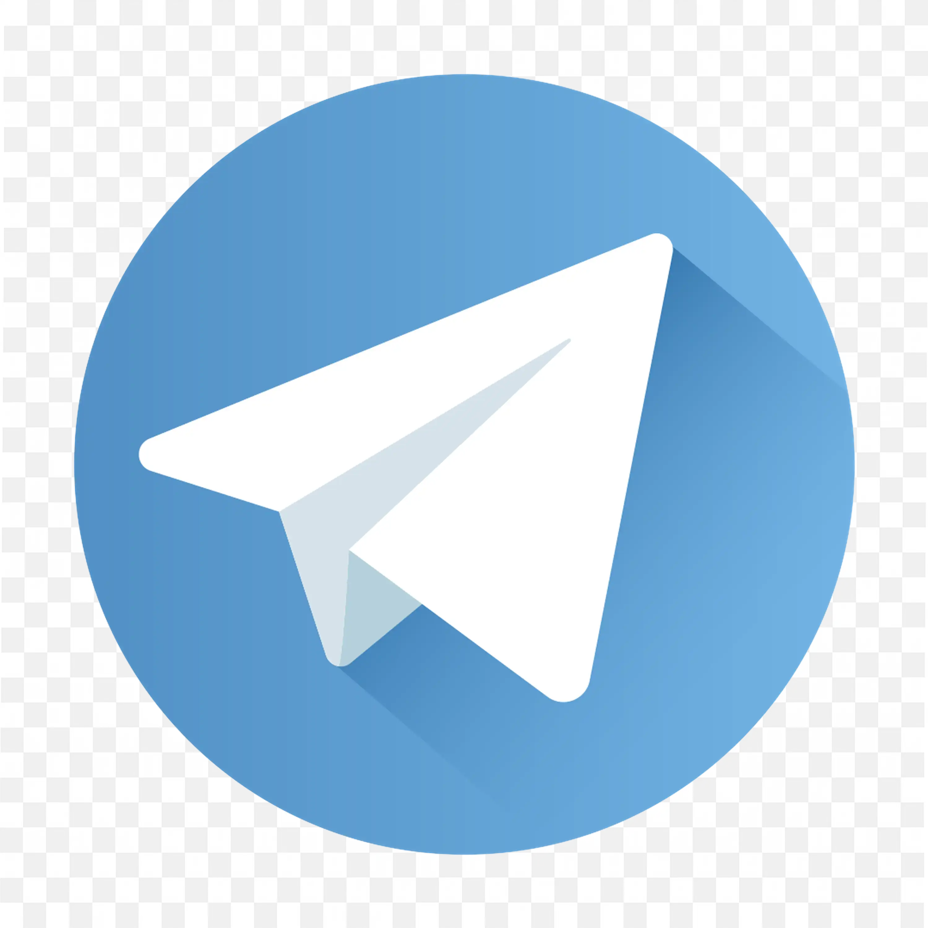 Flat Telegram Icon with Blue Circle and Drop Shadow PNG