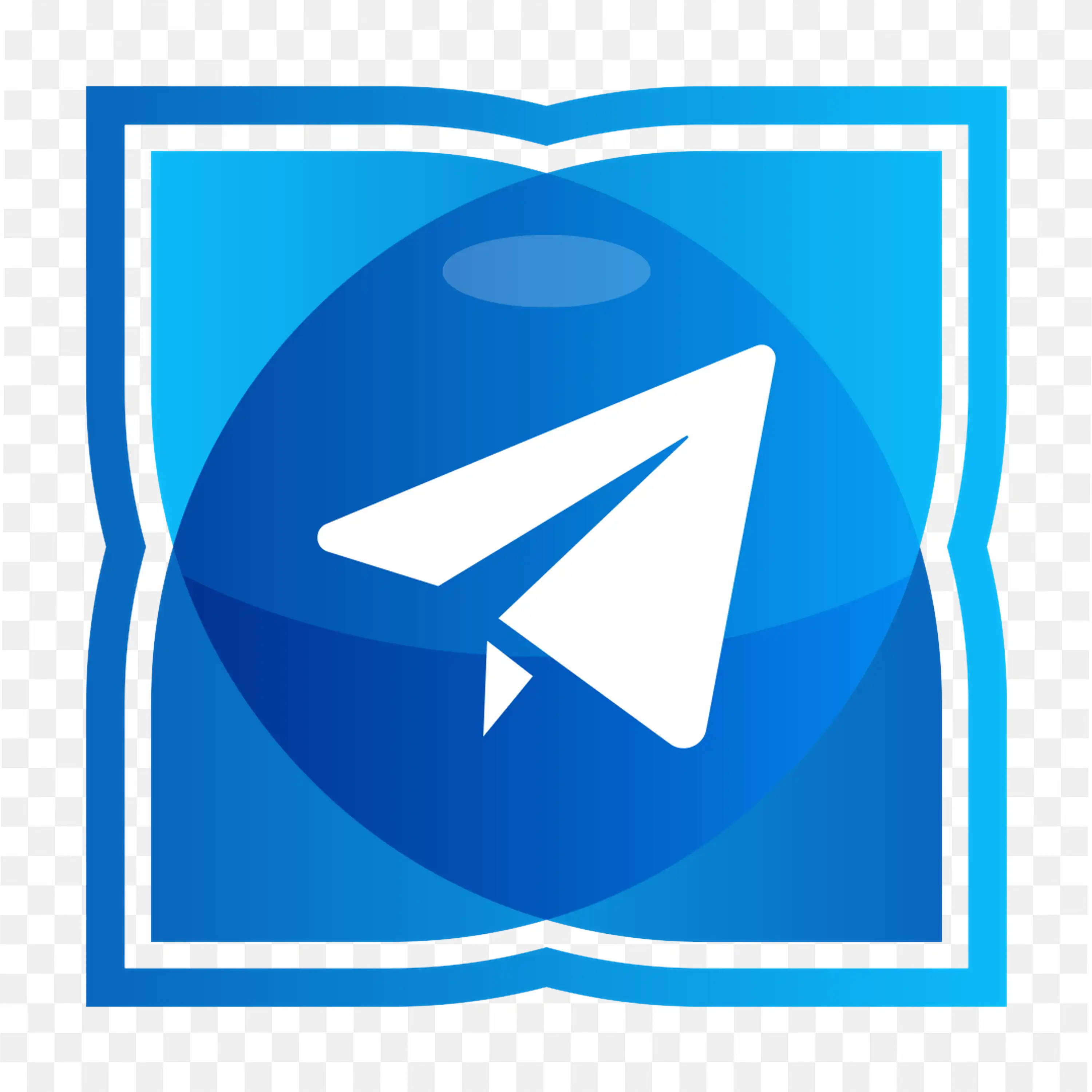 Download the Framed Telegram Icon with Blue Overlay PNG