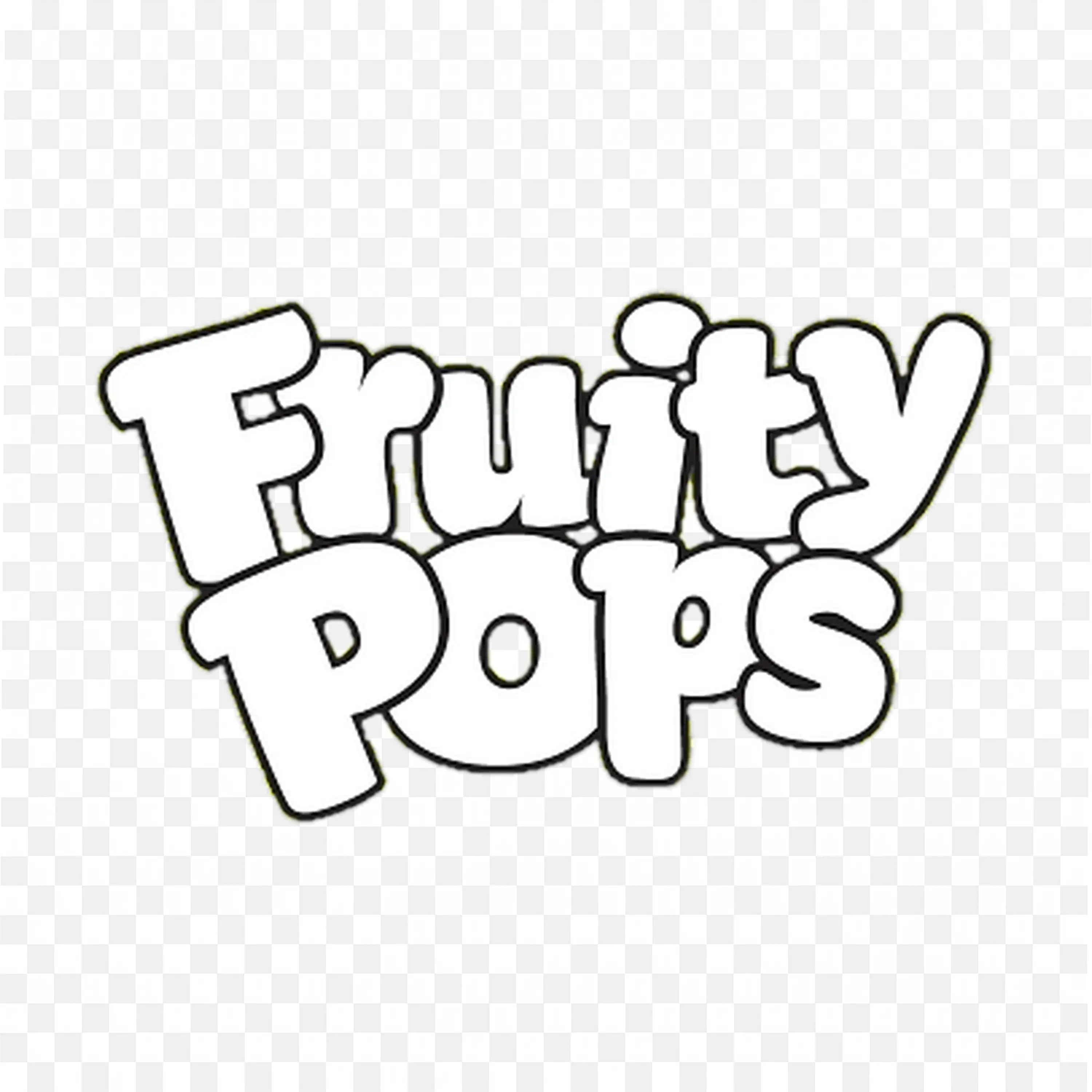 Fruity Pops logo with Fun white Cartoon Font and Outline