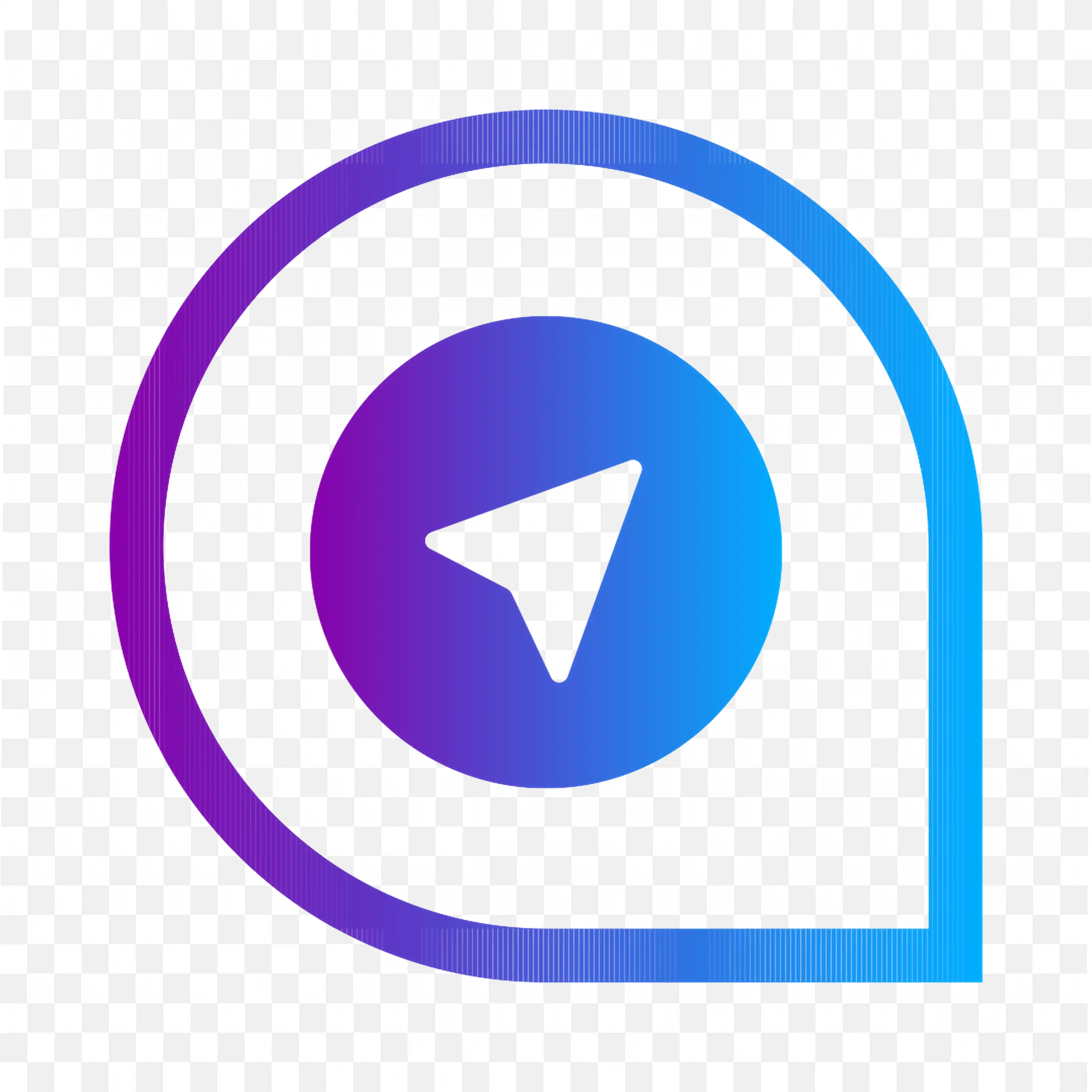Gradient map pointer logo with purple and Blue arrowhead PNG