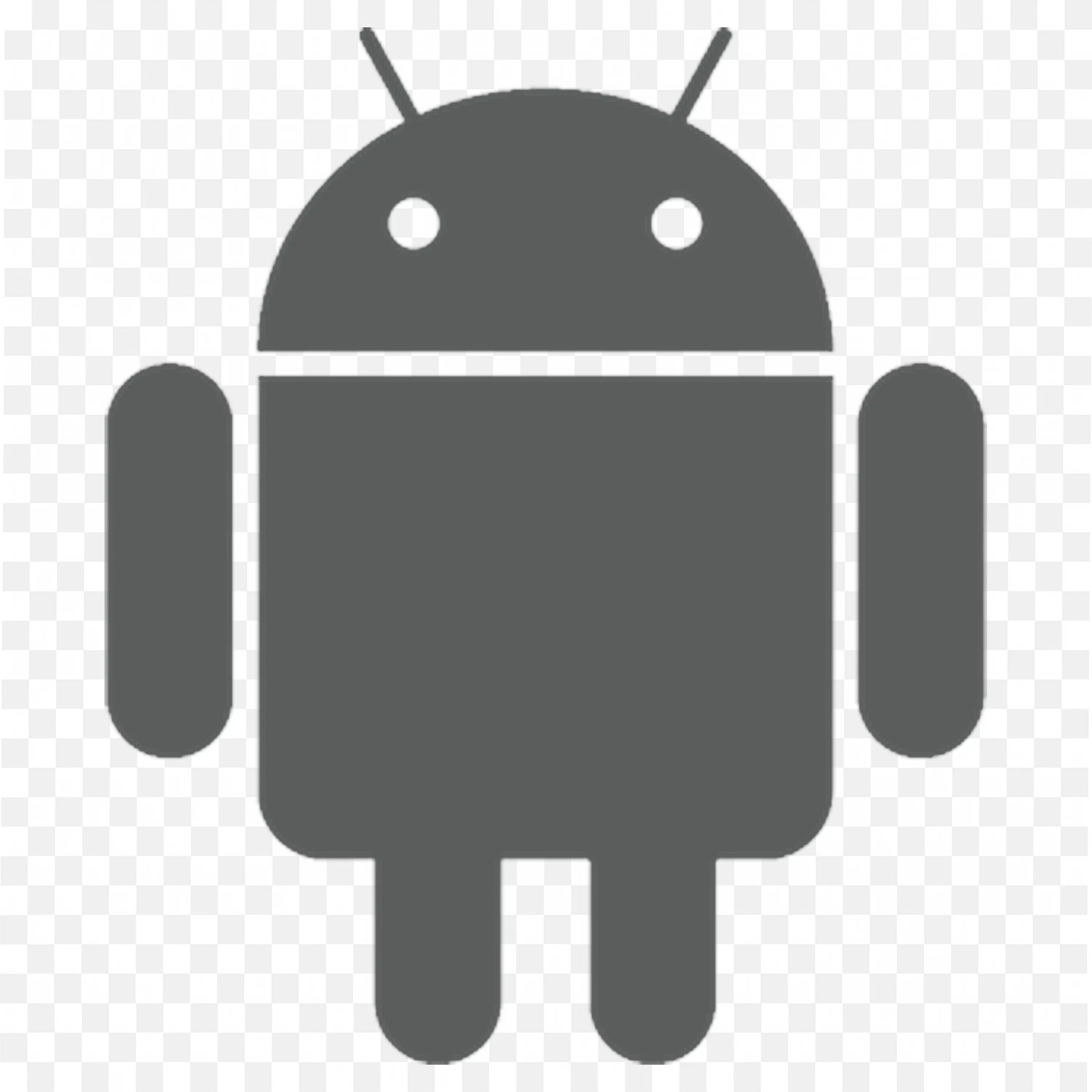 Gray Android robot icon with simple design style PNG image