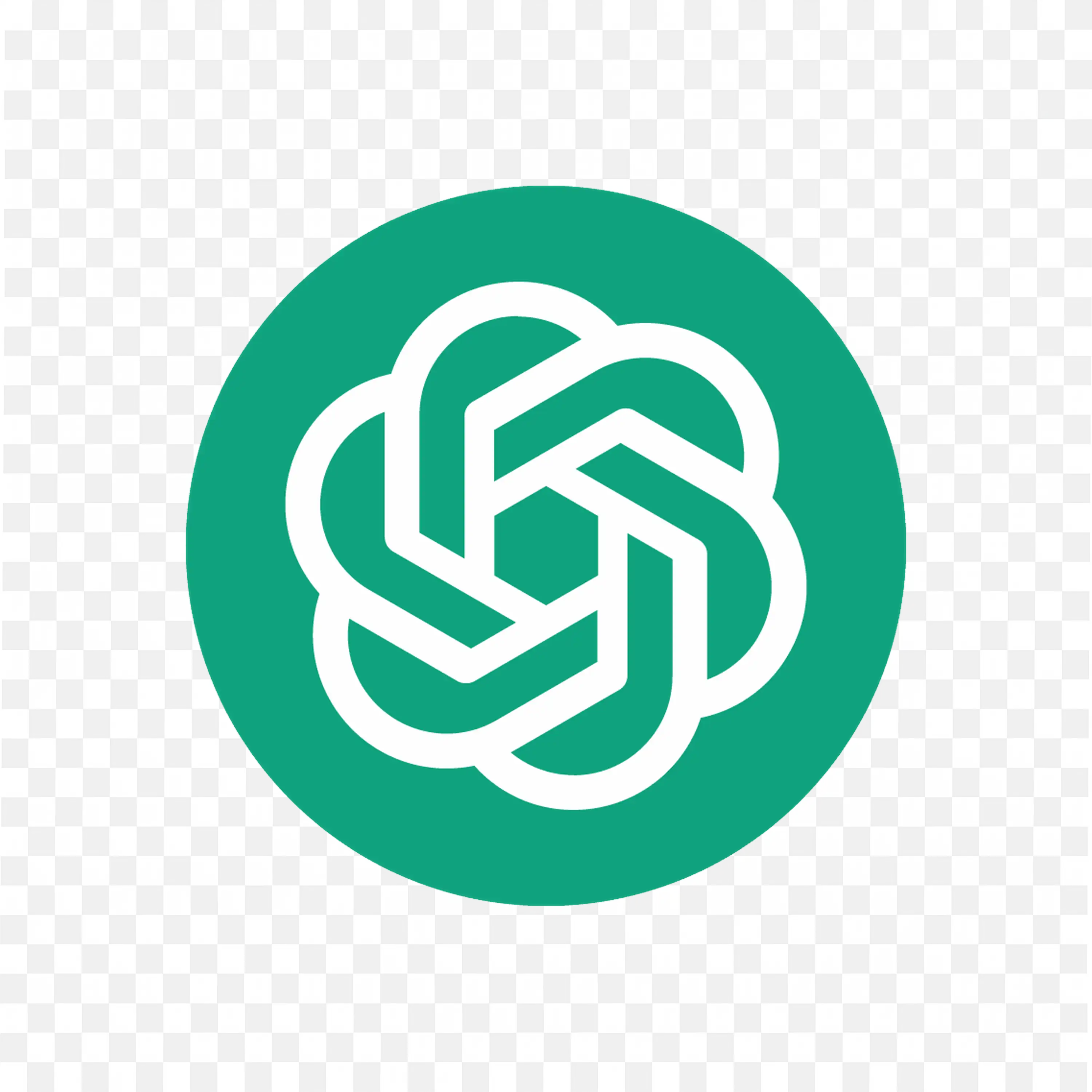 Green ChatGPT Circle Logo with White Interlinked Icon PNG