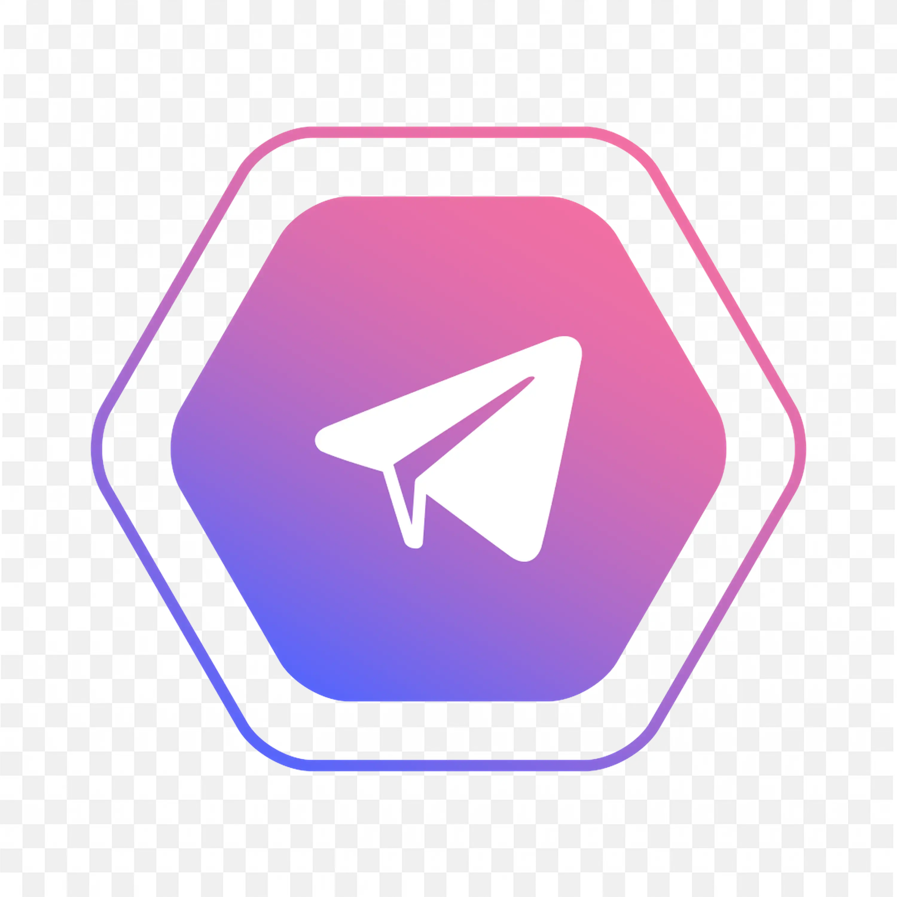 Hexagon Shape Telegram Logo with Pink and Blue Colour PNG