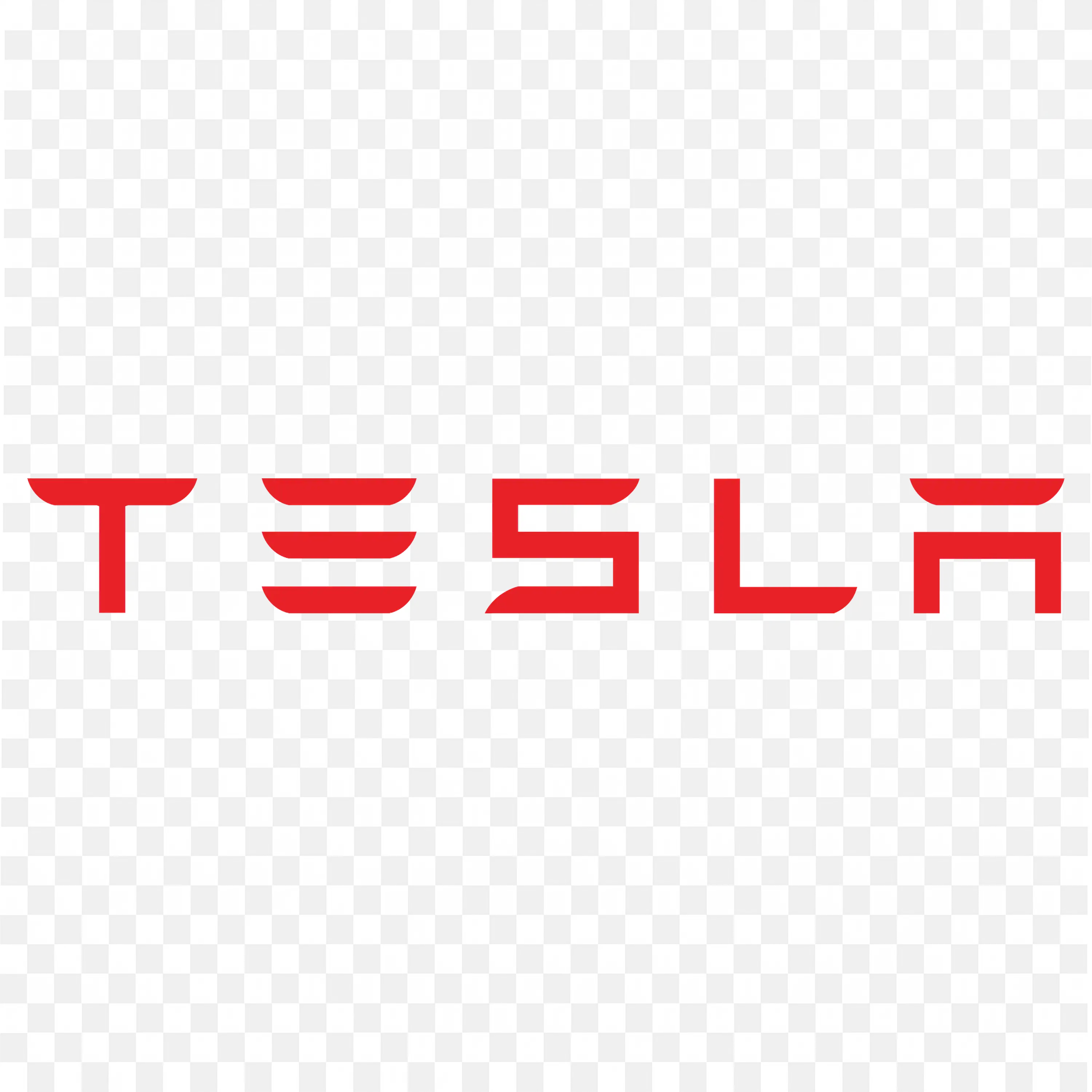 Horizontal Tesla Wordmark in Red with Stylish font style