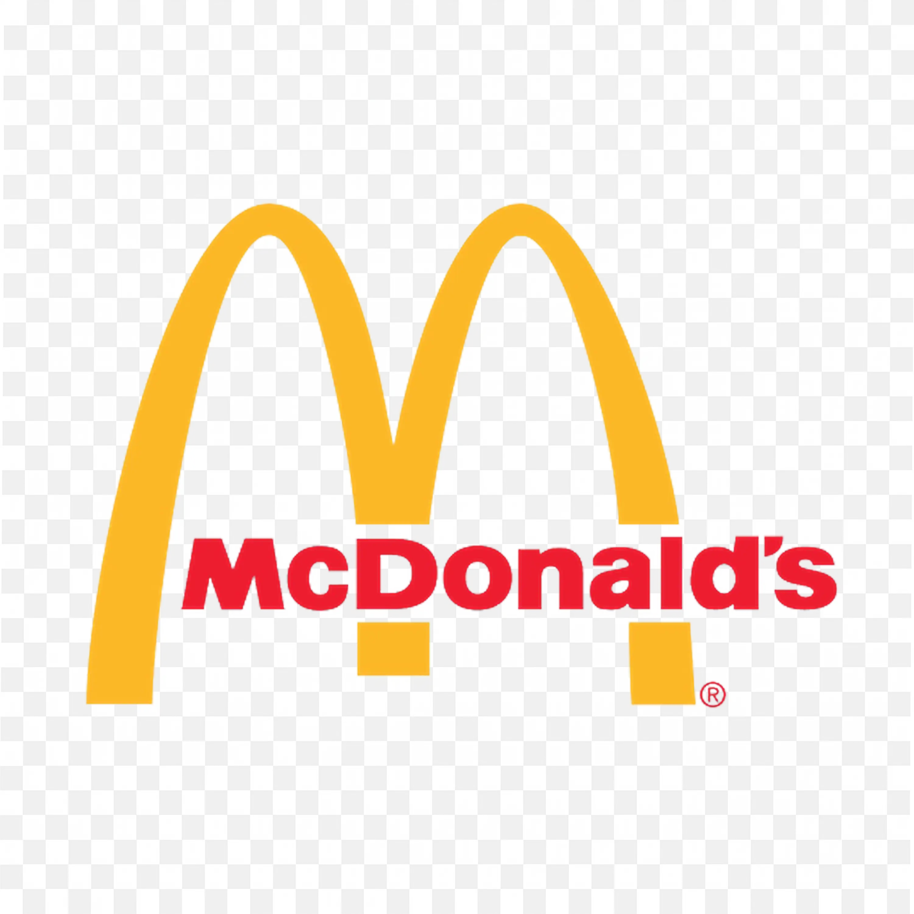 Iconic McDonalds yellow arches with the red wordmark PNG