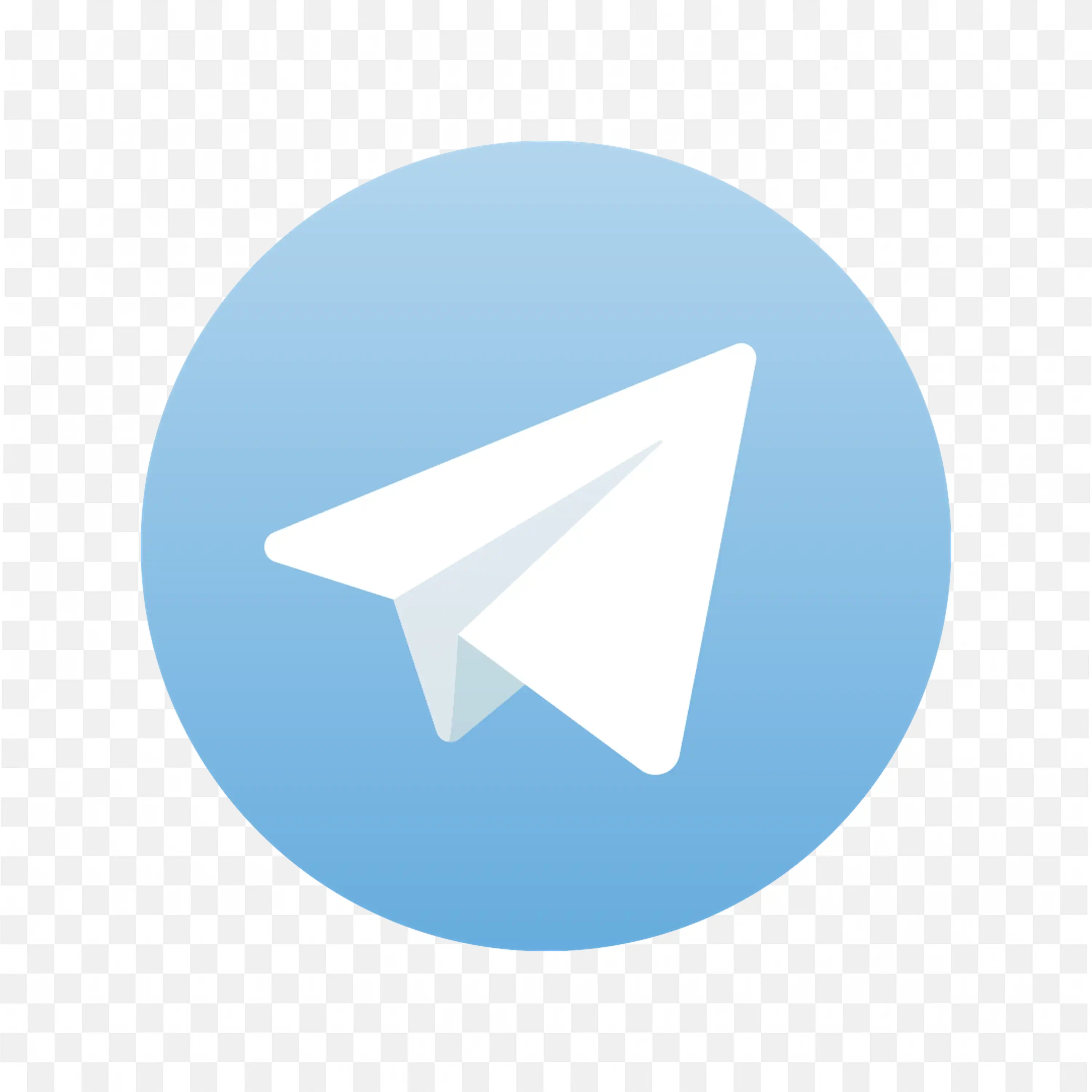 Light gradient blue Telegram Icon with soft shading PNG