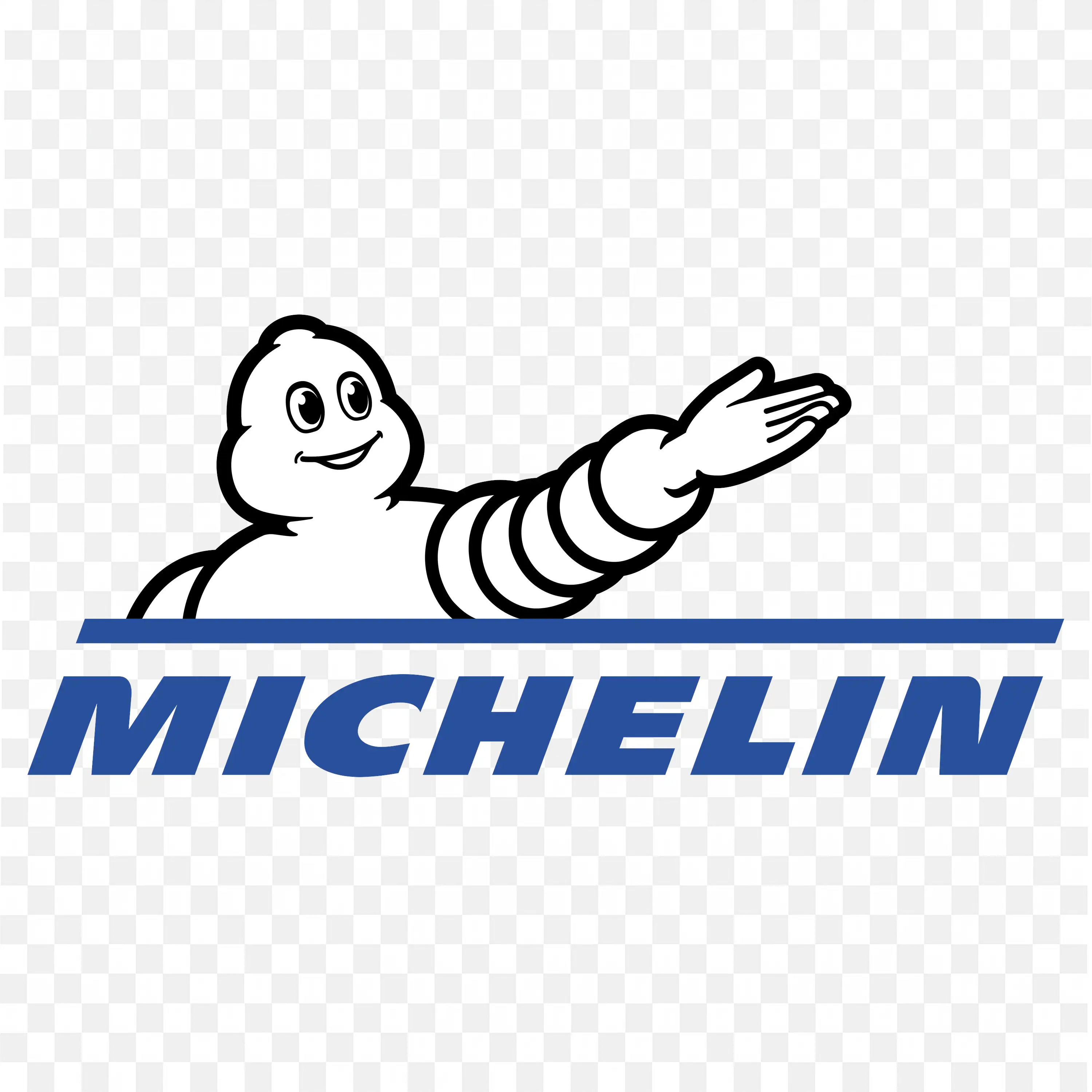 Michelin Man Gesturing with Open Hand with Brand name PNG