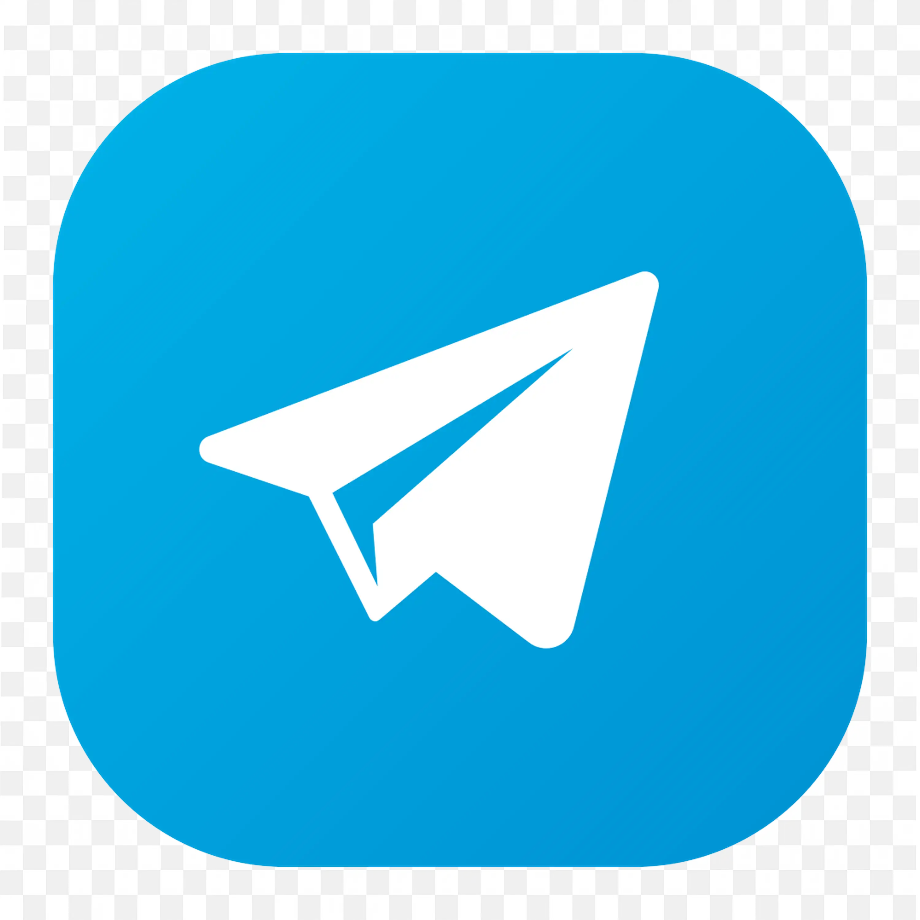 Modern Flat Telegram Icon in Blue Rounded Square PNG free