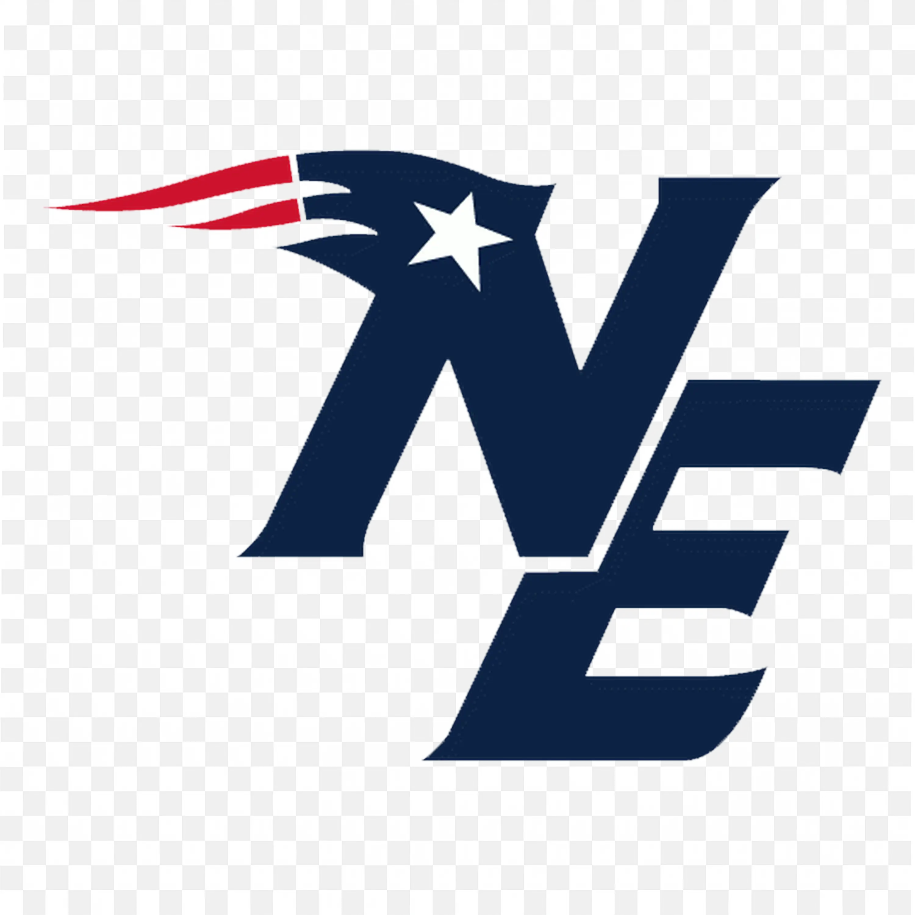 NE initials logo with Patriot flag design in navy blue PNG
