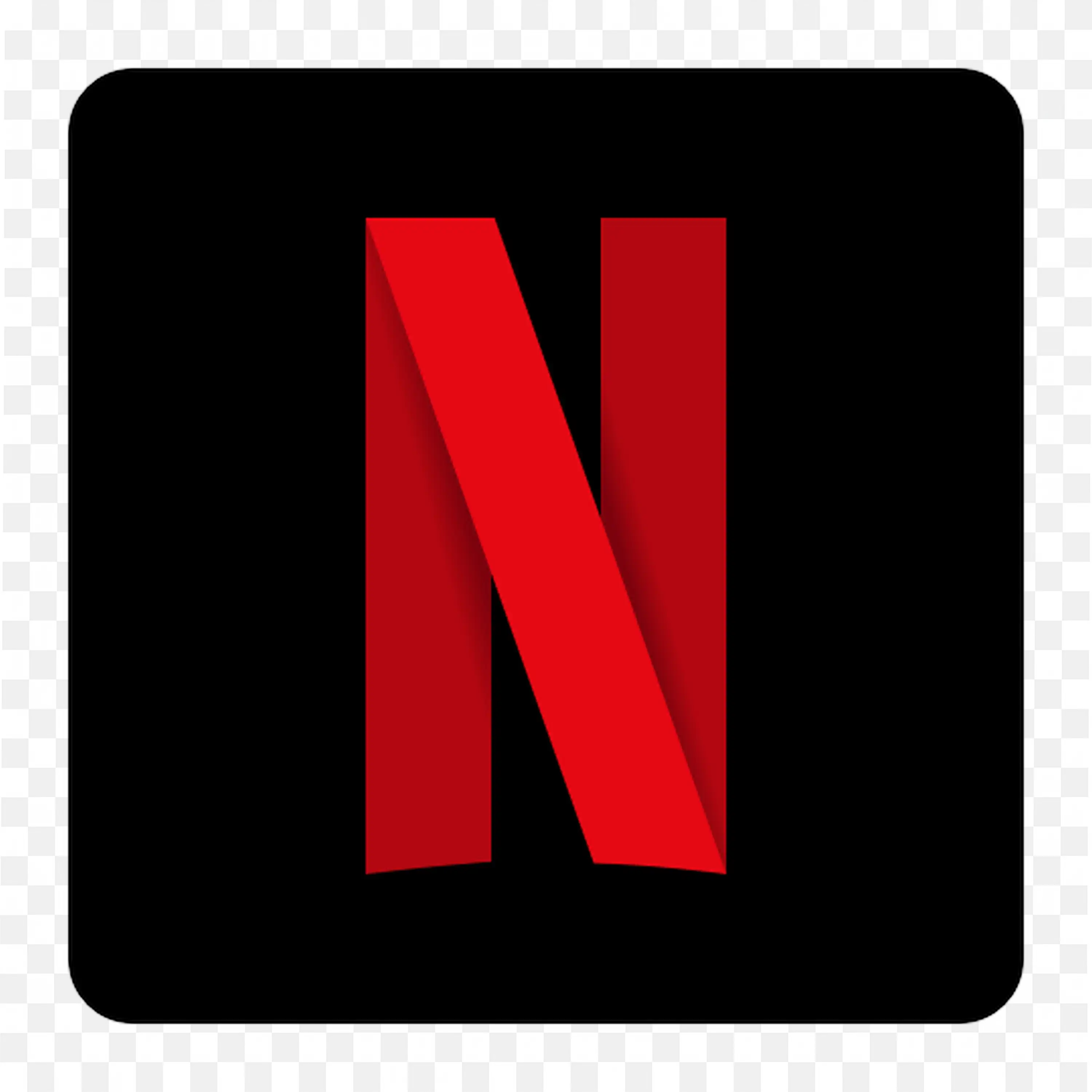 Netflix Icon with Stylized Red N on Black Background PNG