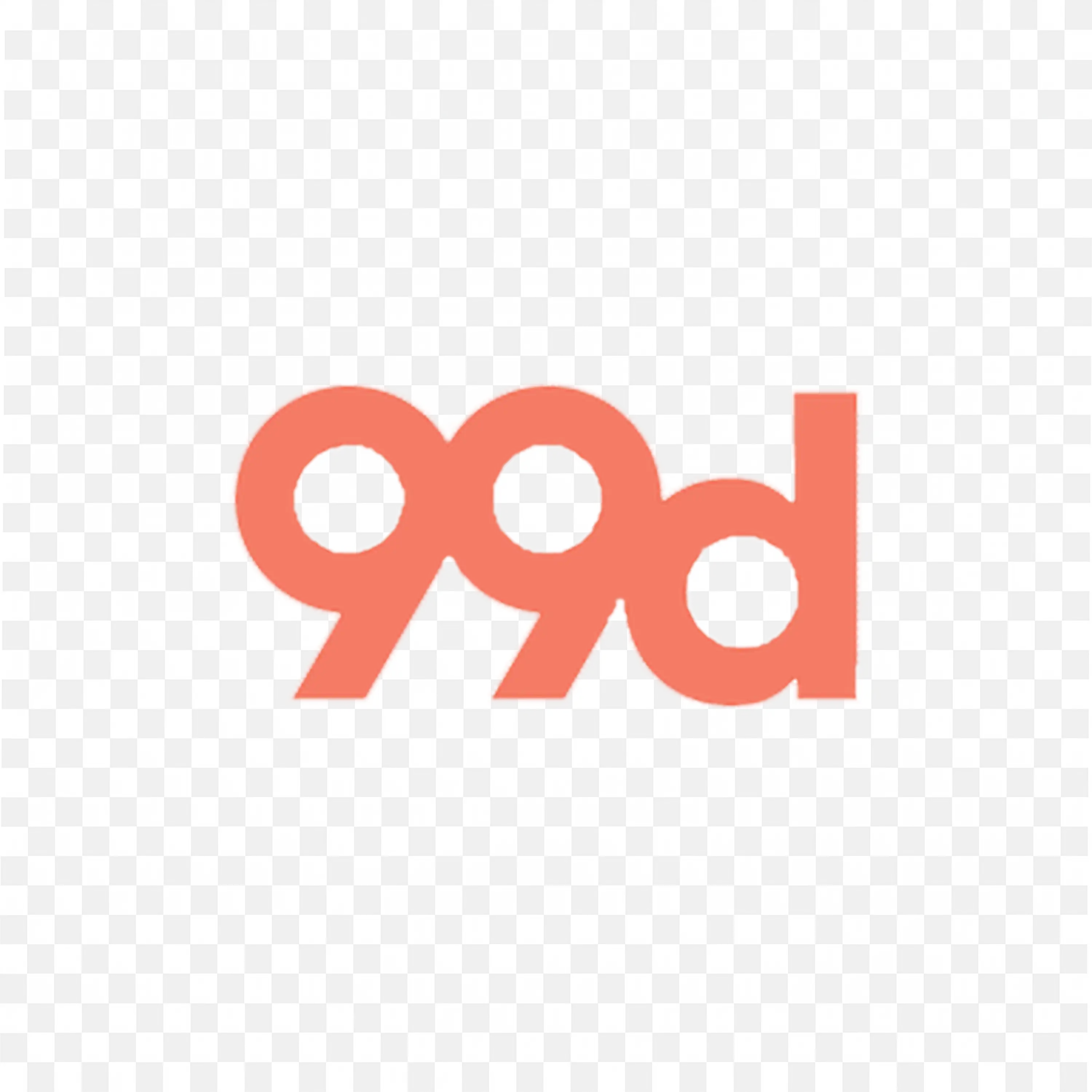 Ninety Nine designs logo in Light red with rounded font PNG