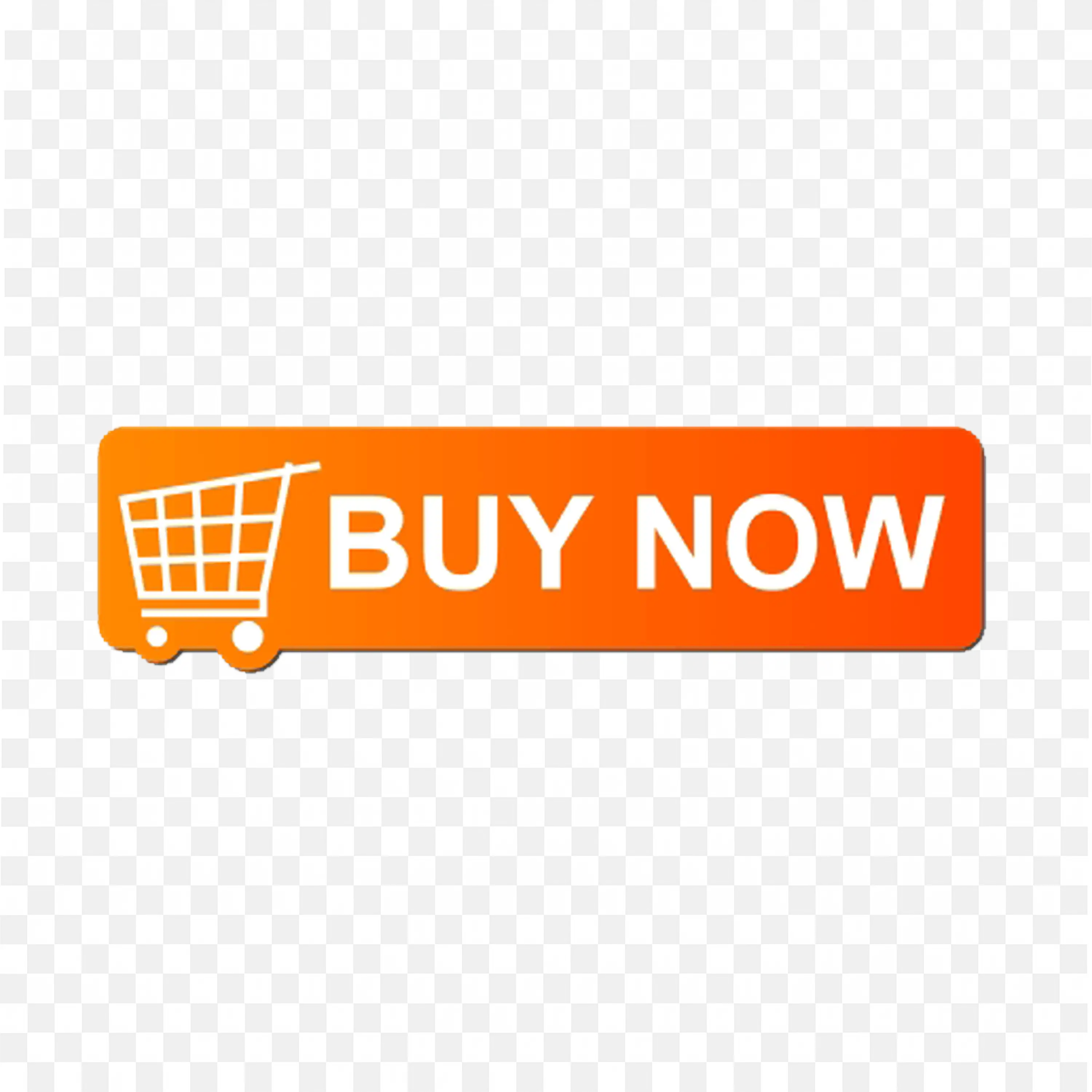 Orange buy now button with shopping cart icon on left PNG