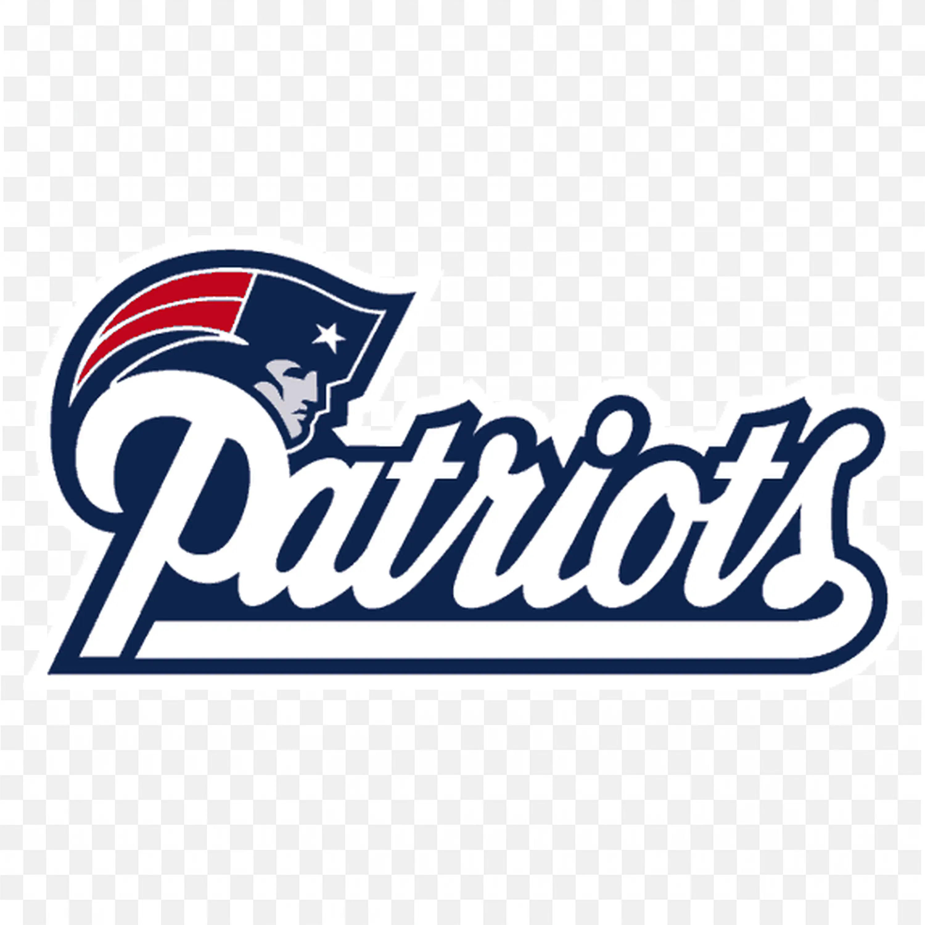 Patriots script logo with navy blue red and white colours