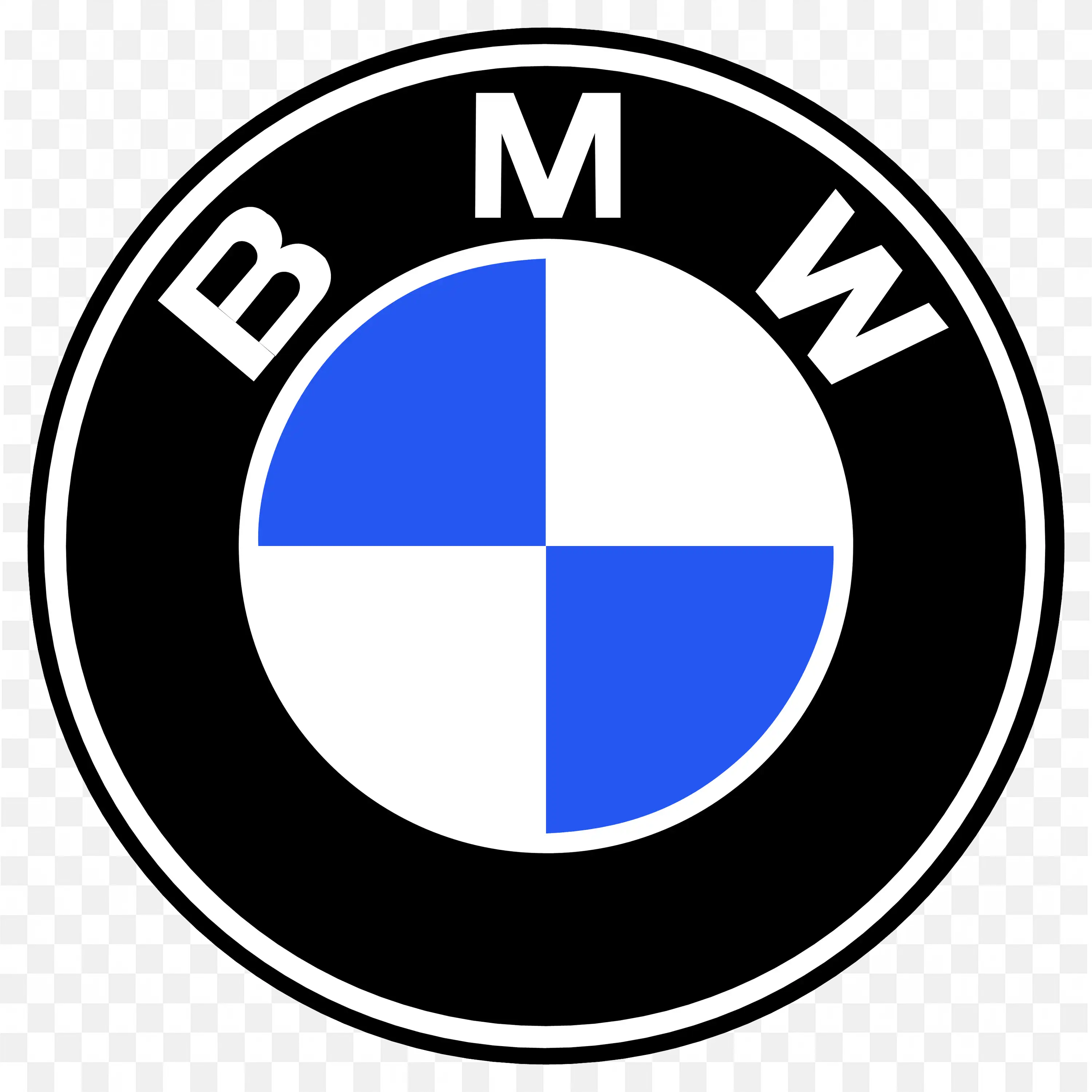 PNG of BMW Symbol with blue and white segments and ring