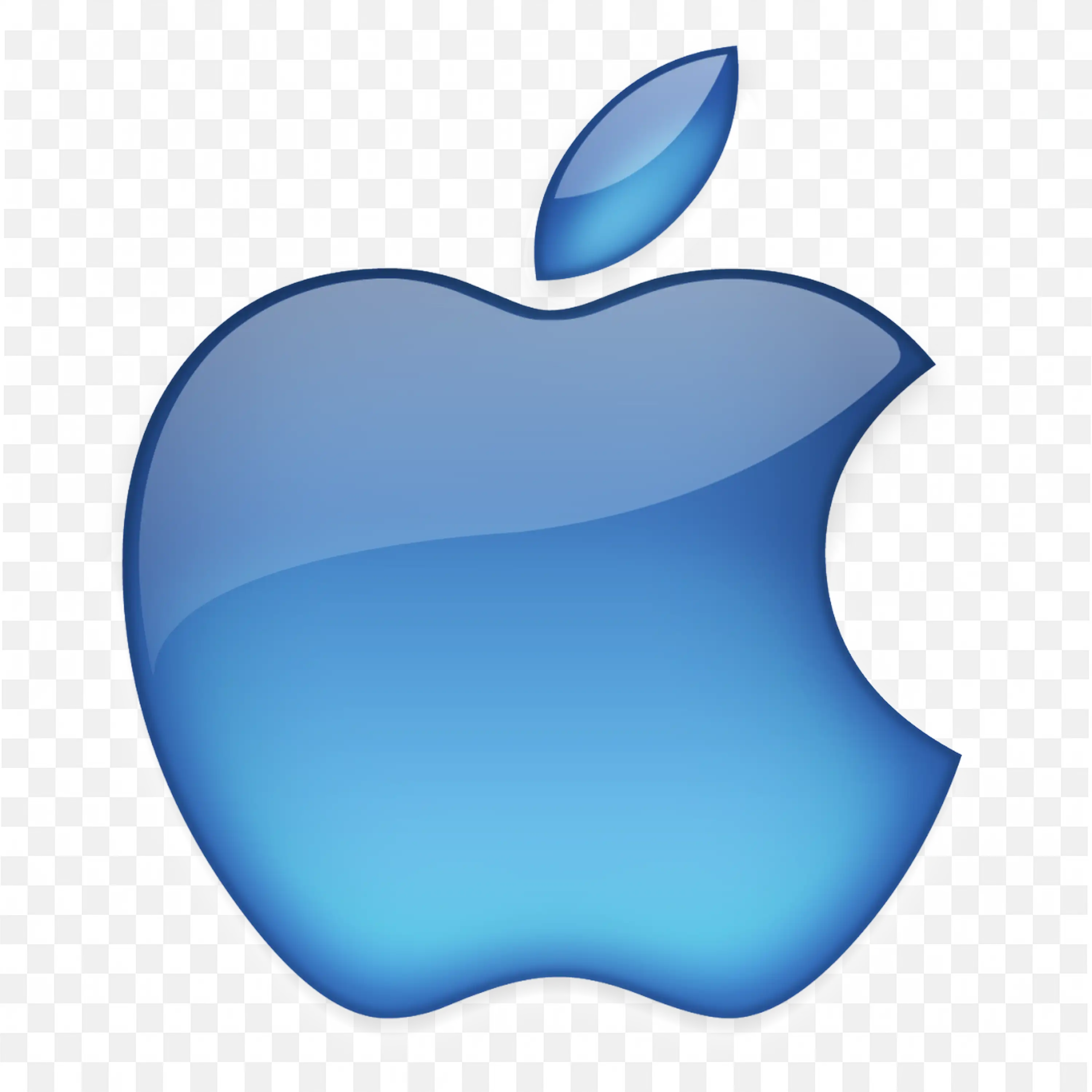 Polished Blue Apple logo with light reflection and shine PNG