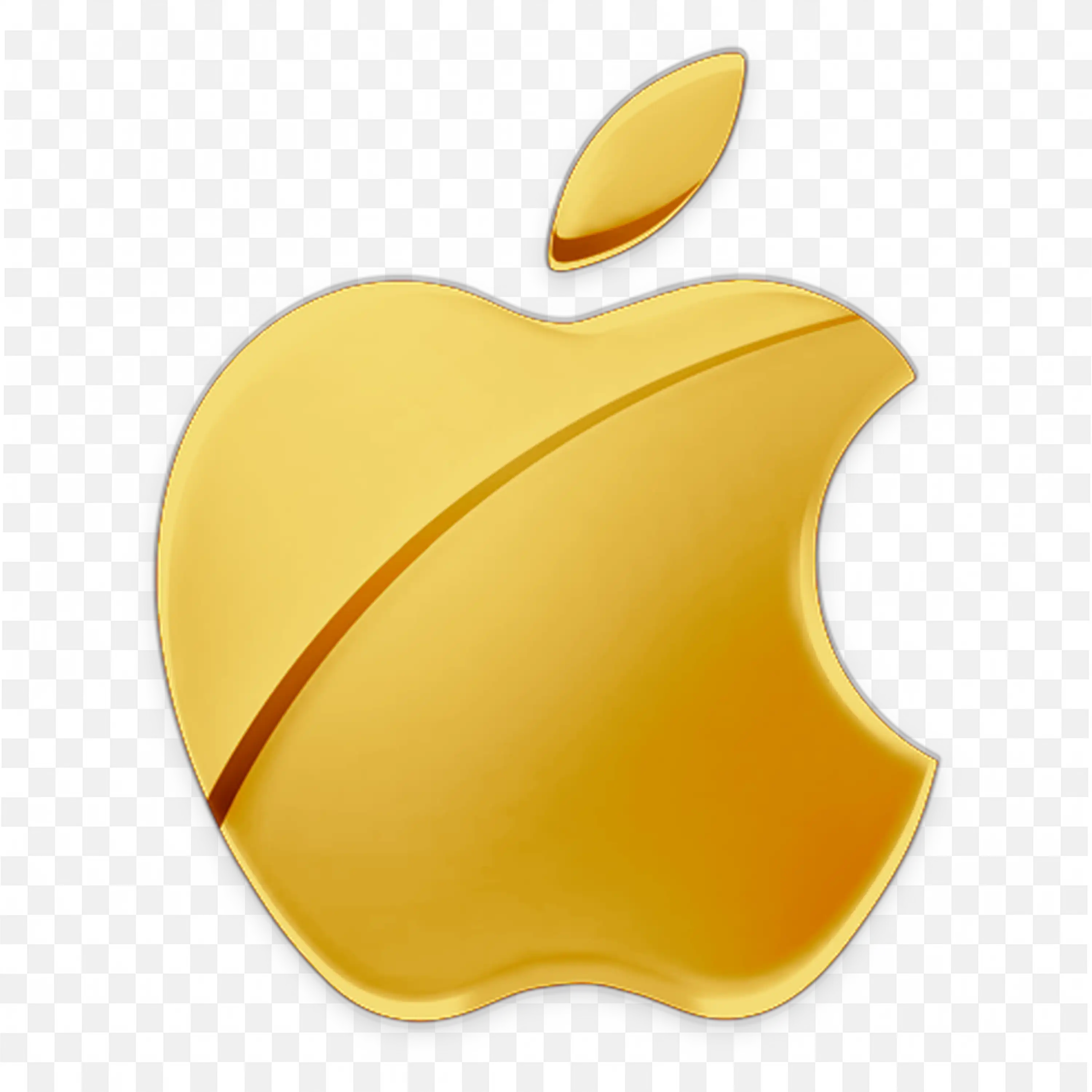 Polished golden Apple logo with soft glow and shading PNG