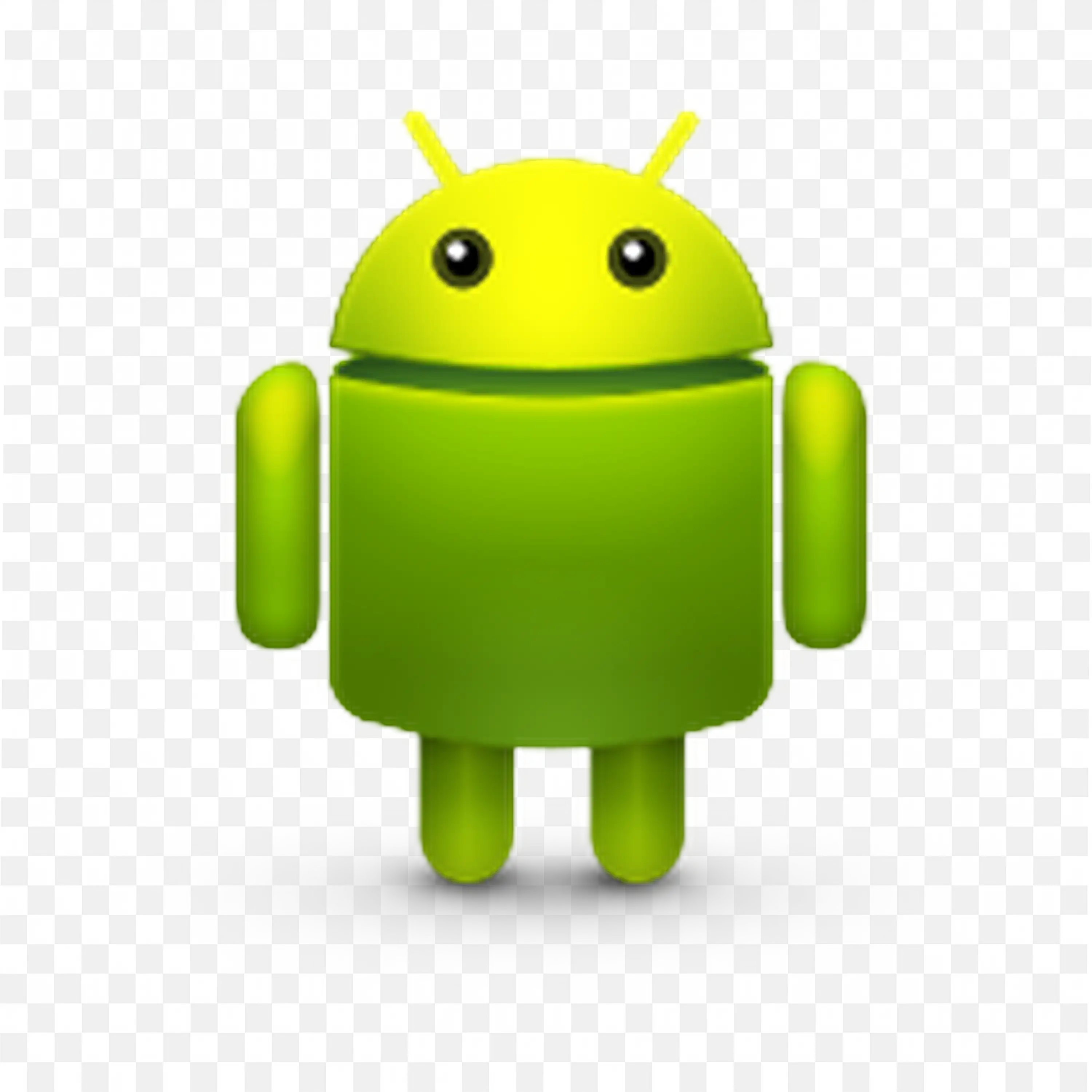 Polished green Android robot Logo with shadow below PNG