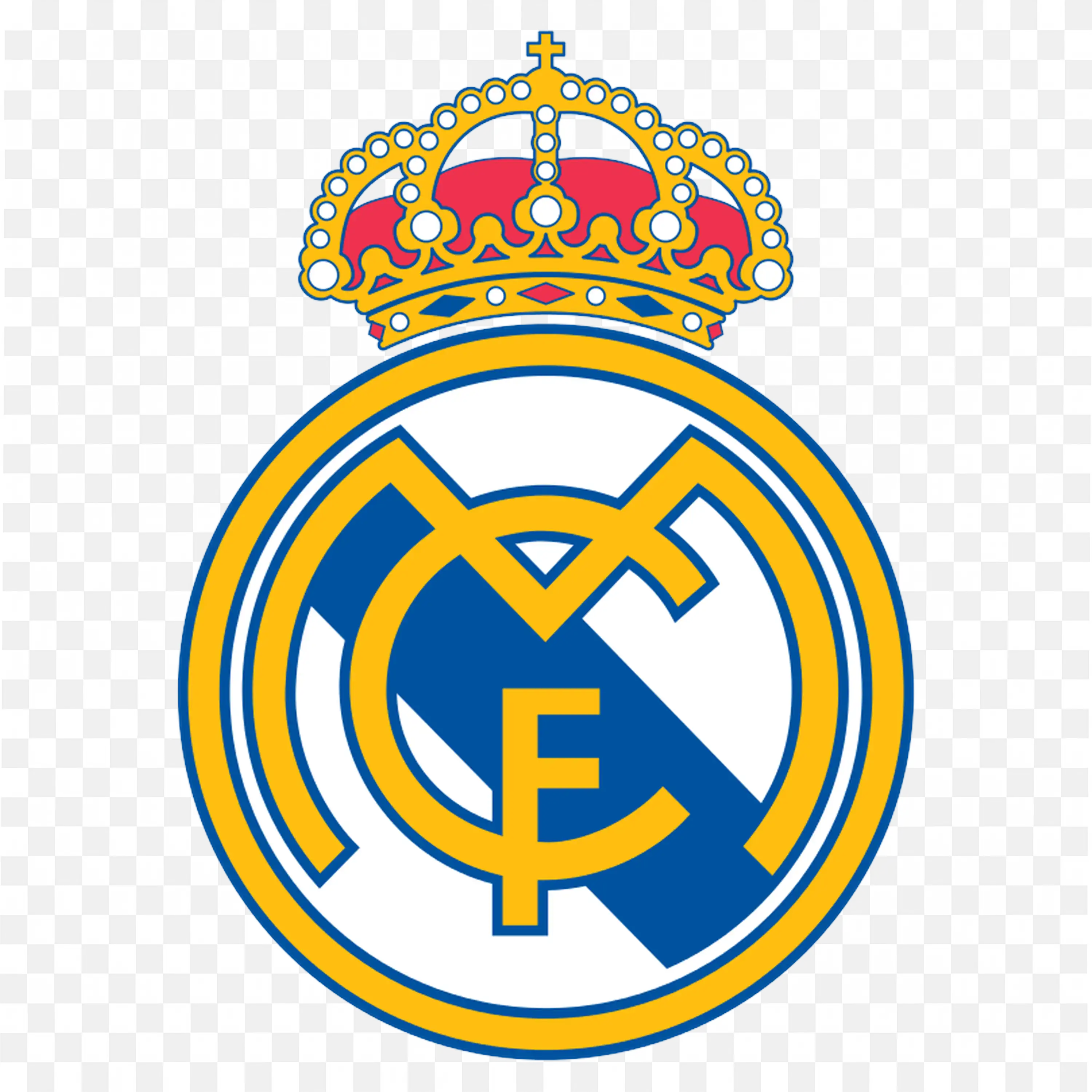 Real Madrid football club logo with CF icon with Crown