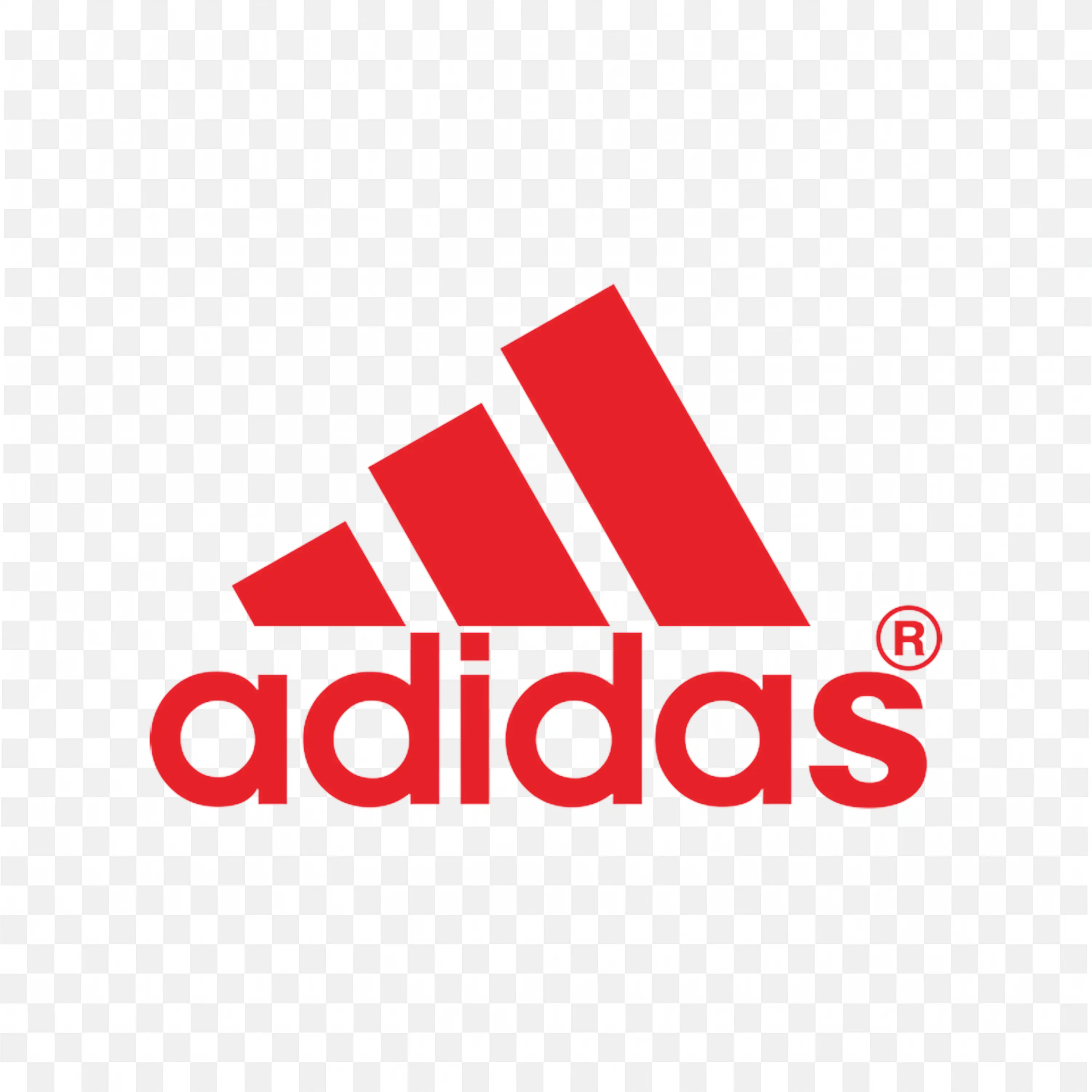 Red Adidas three stripes logo with text and trademark PNG