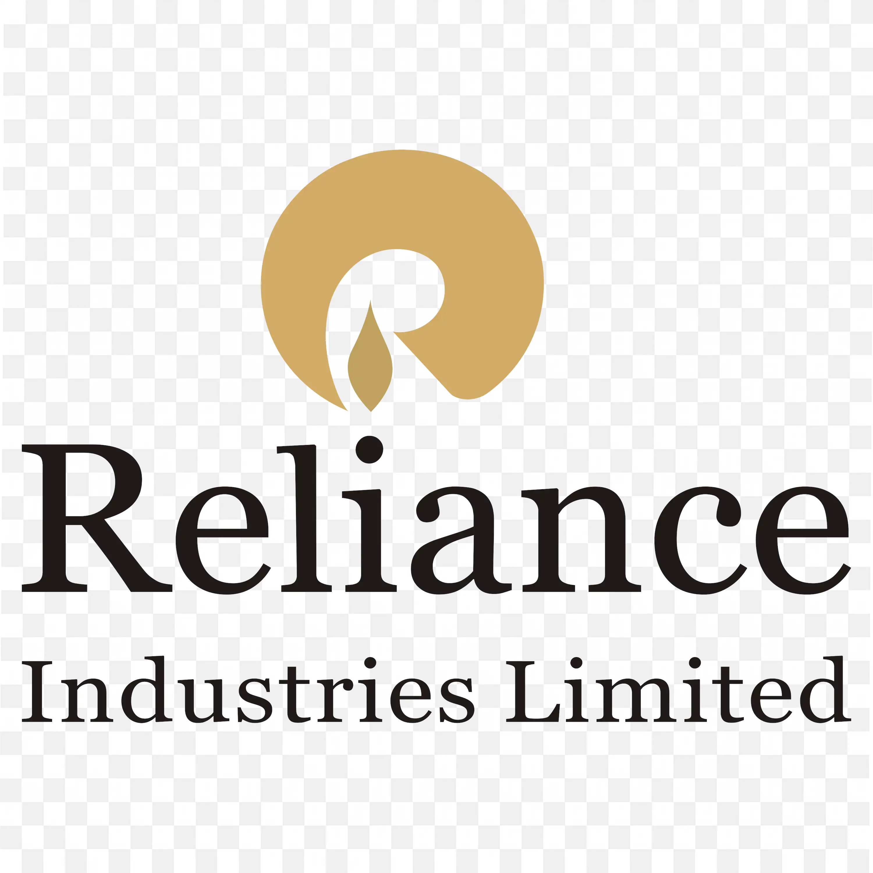 Reliance Industries with Gold Flame and Black Text Logo