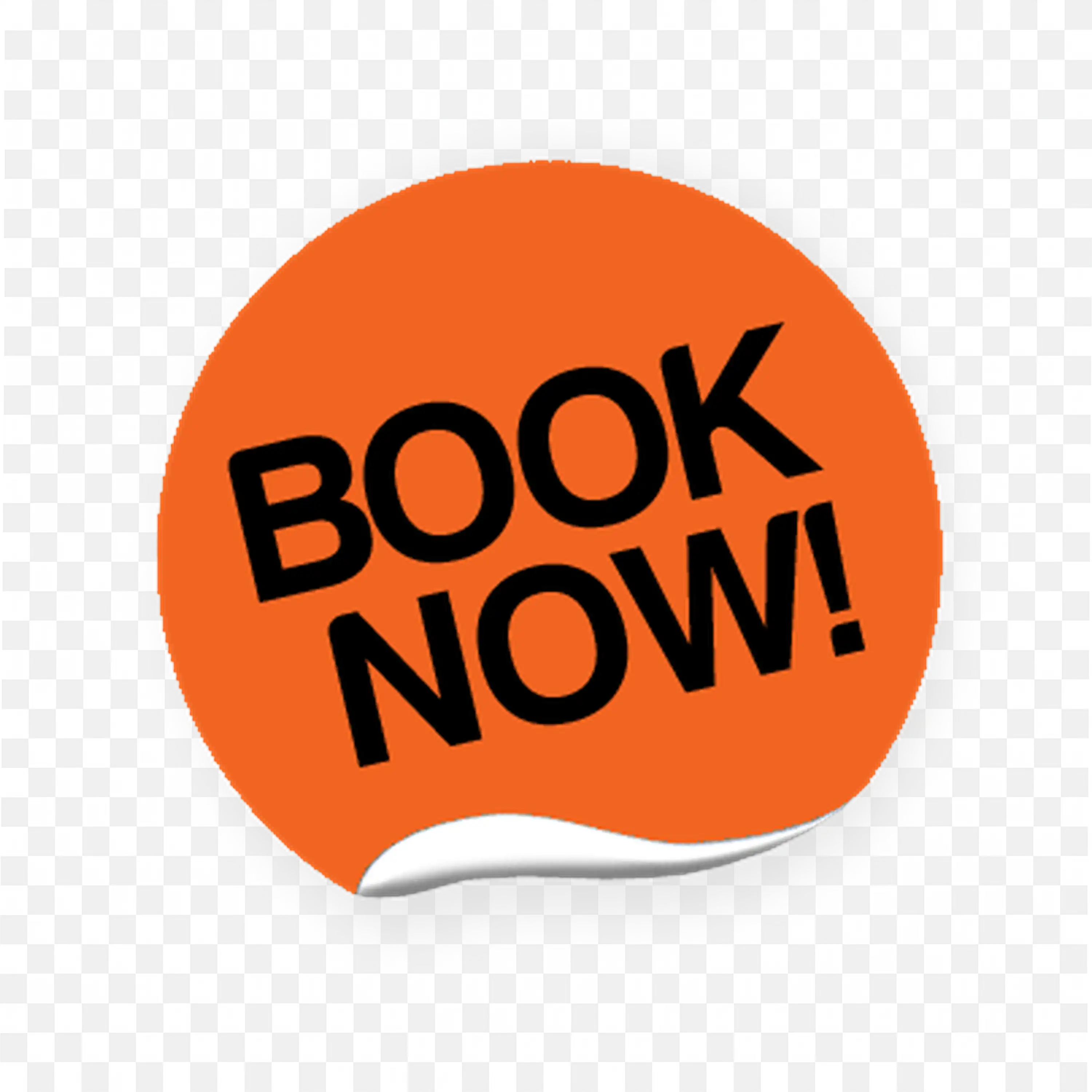 Round Orange Book Now Button for Promotions PNG download