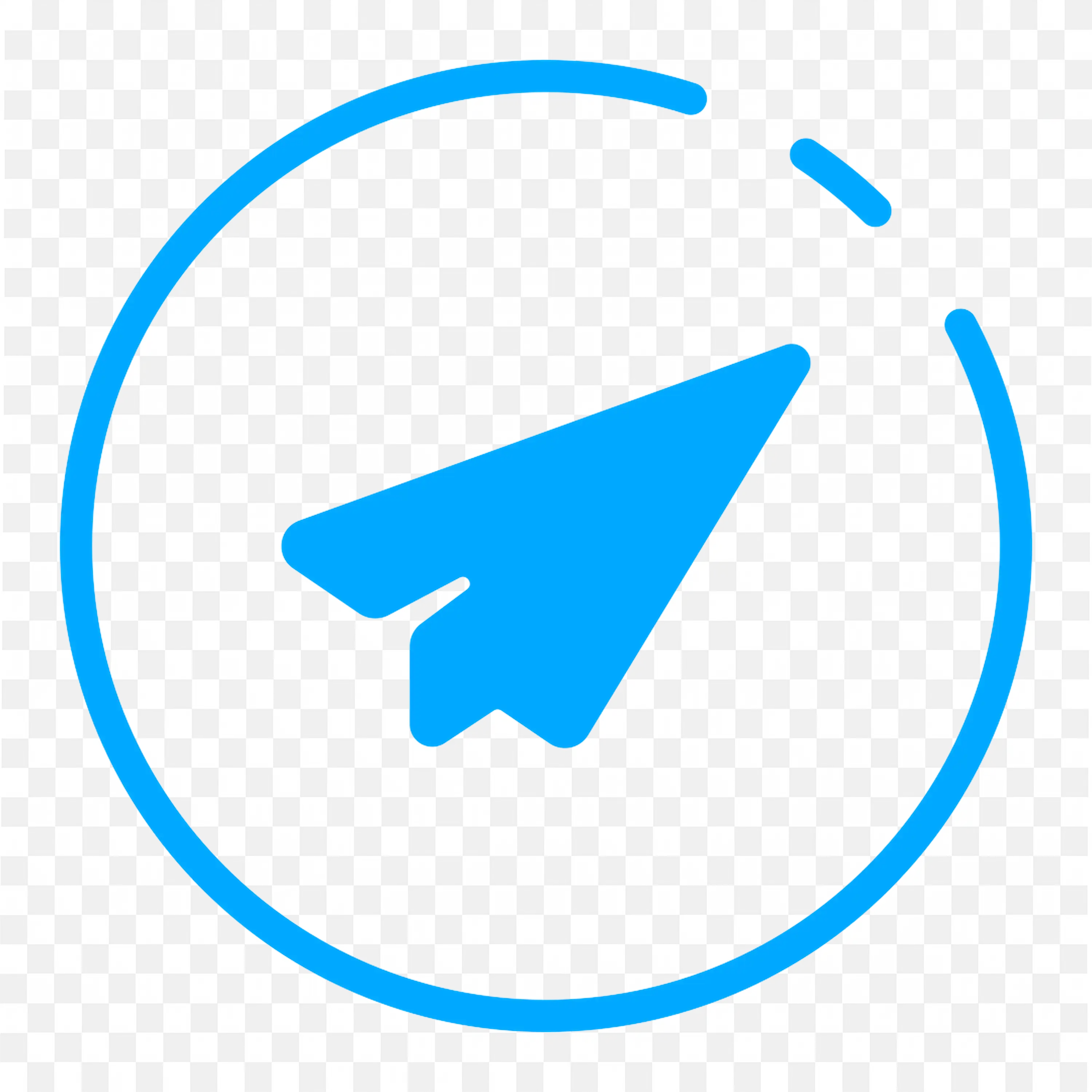 Simple Blue Telegram Logo with Dotted Circle free PNG logo