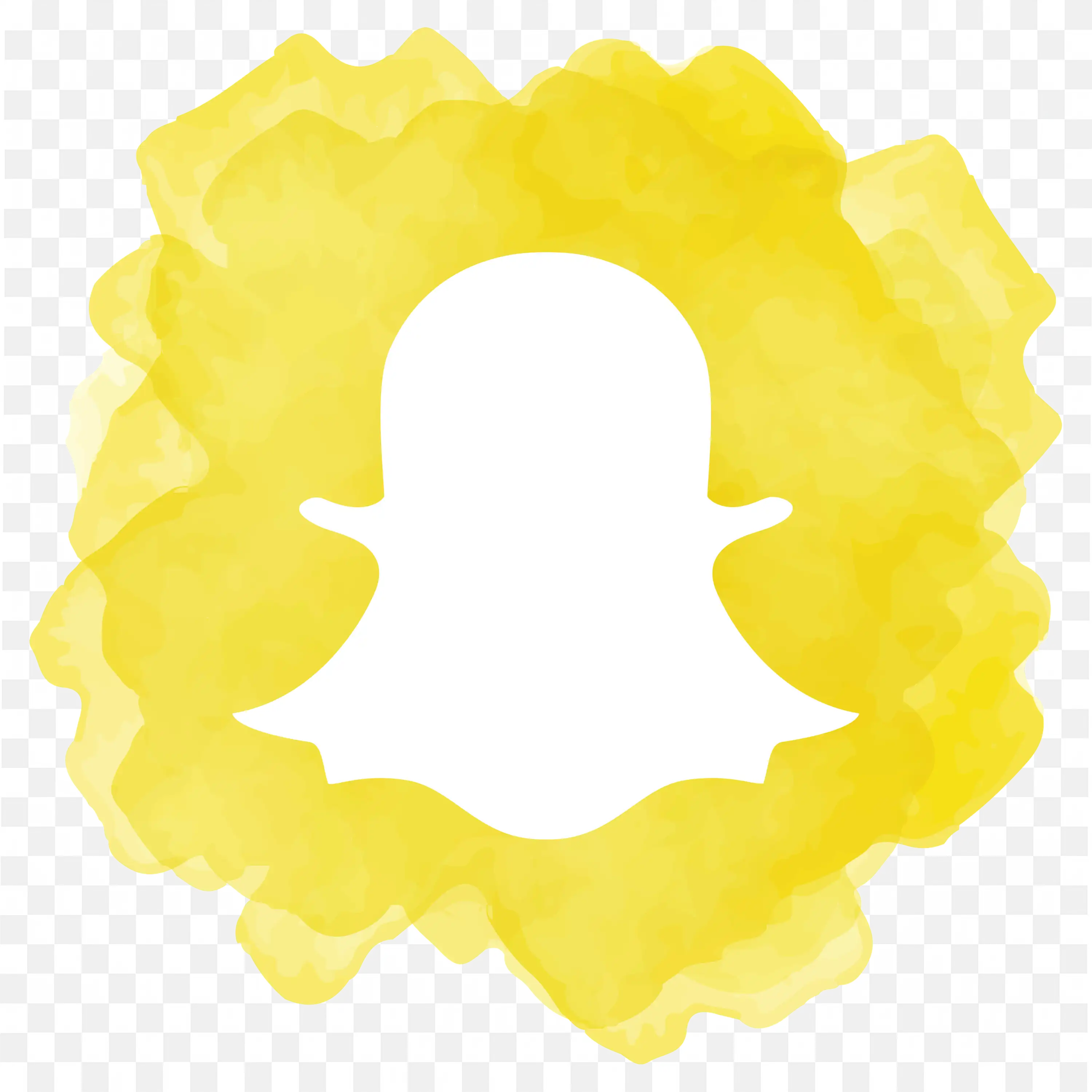 Snapchat Logo with Yellow Watercolour Background Outline