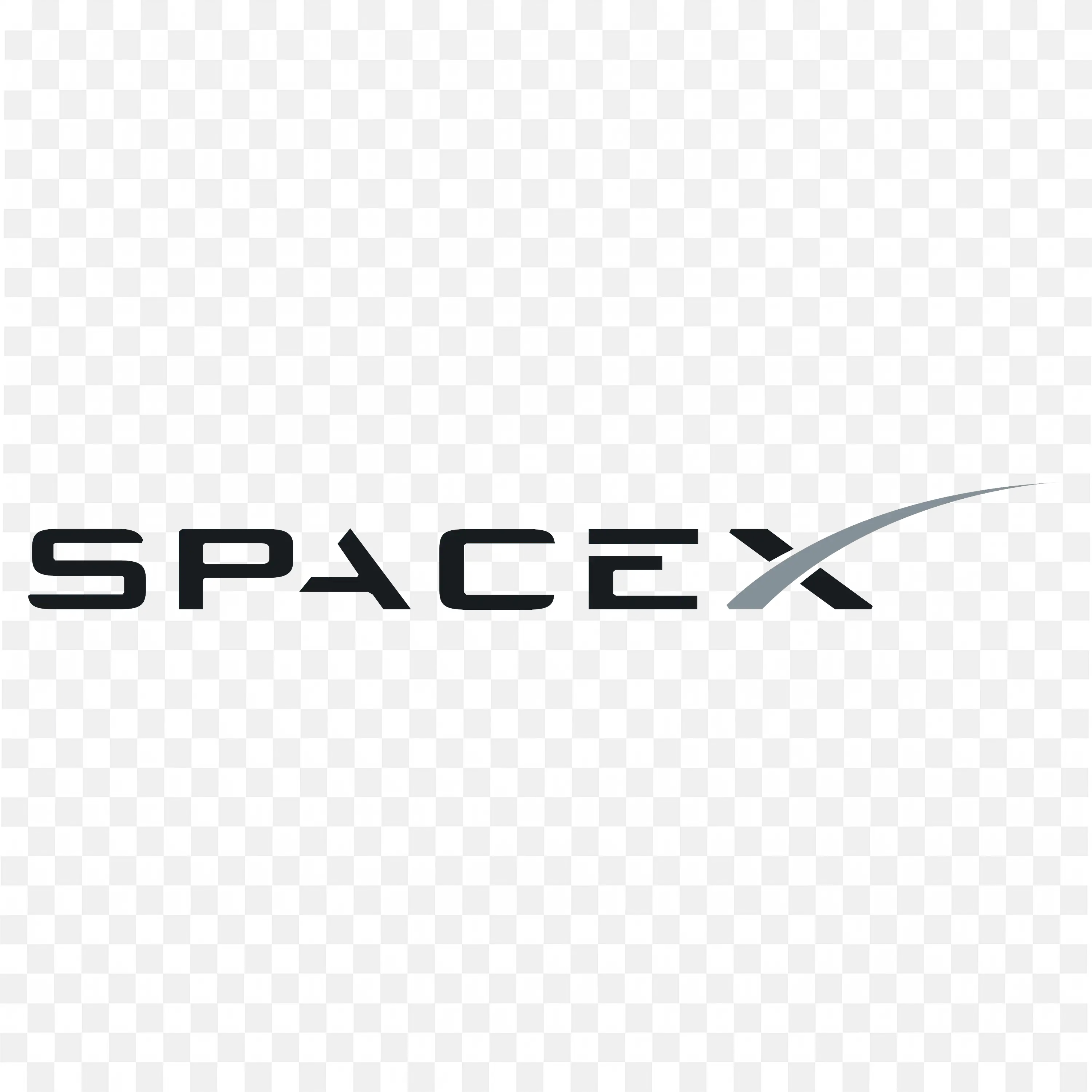 SpaceX Logo with Arc Detail in Black and Silver Font PNG