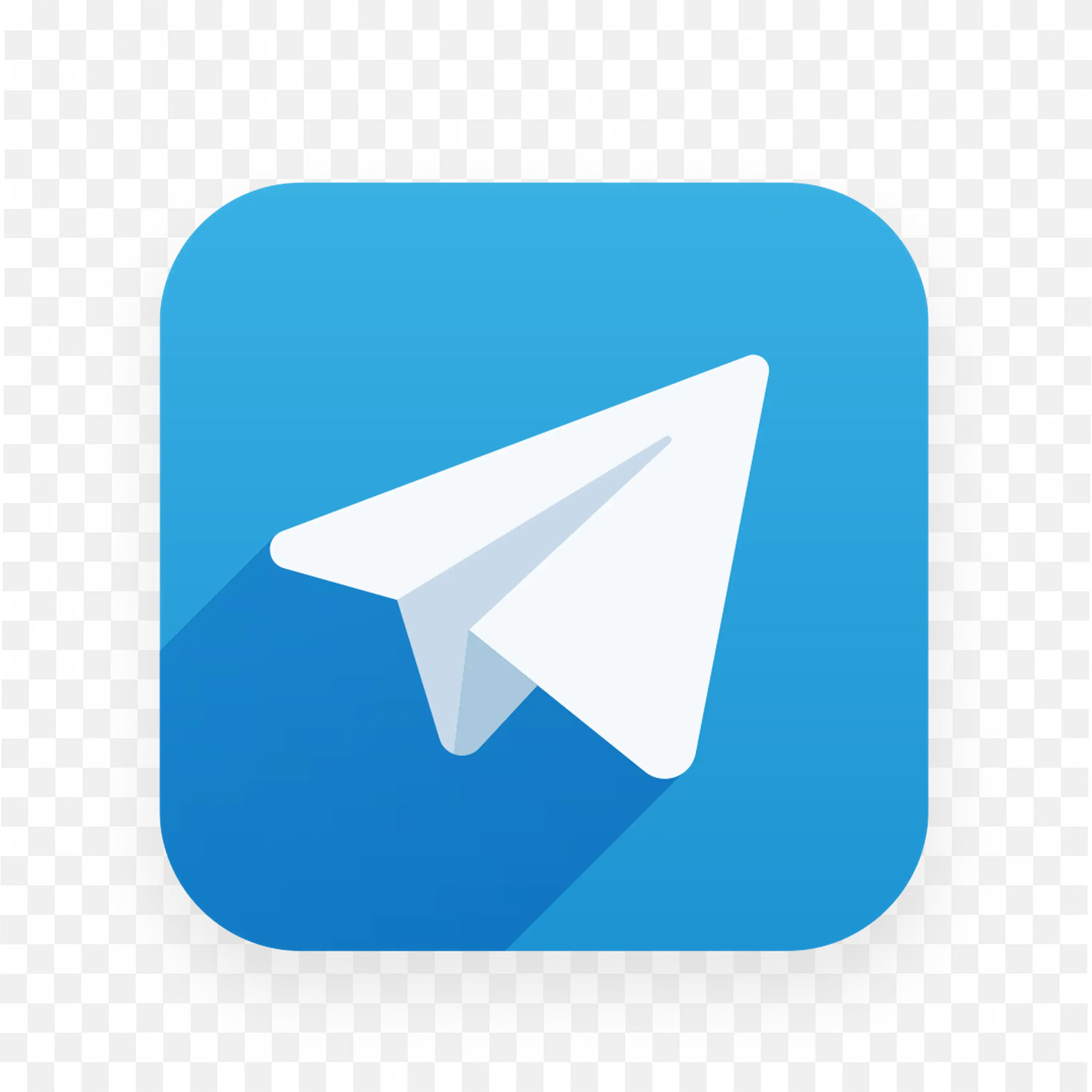 Telegram Icon in Flat Style with Blue Rounded Square PNG