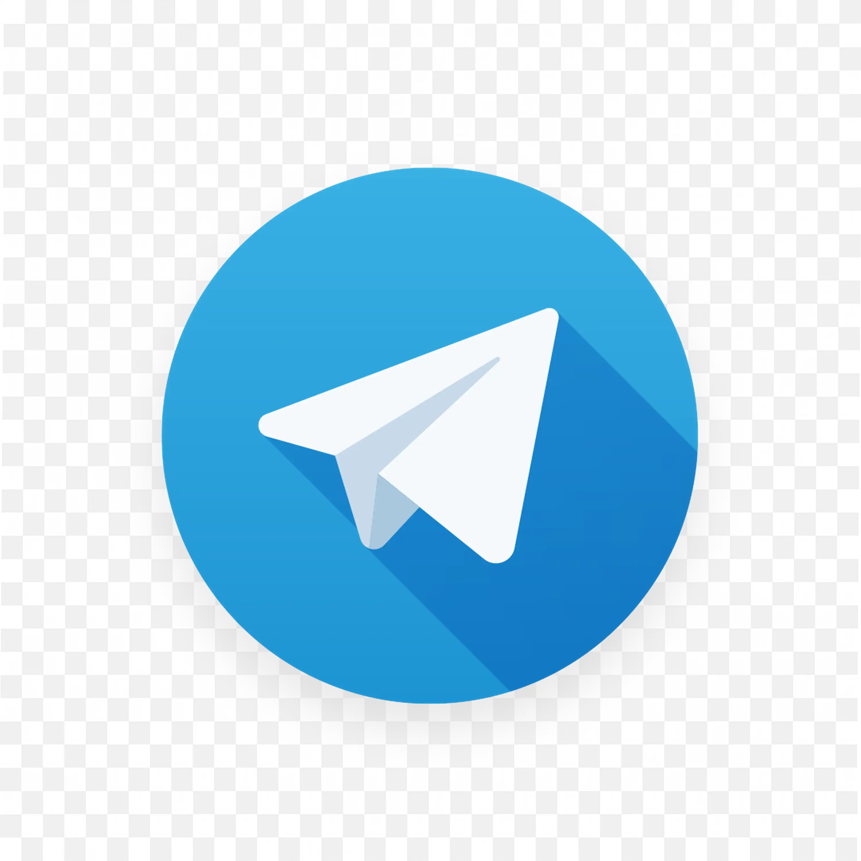 Telegram Logo with circular blue background with shadow PNG