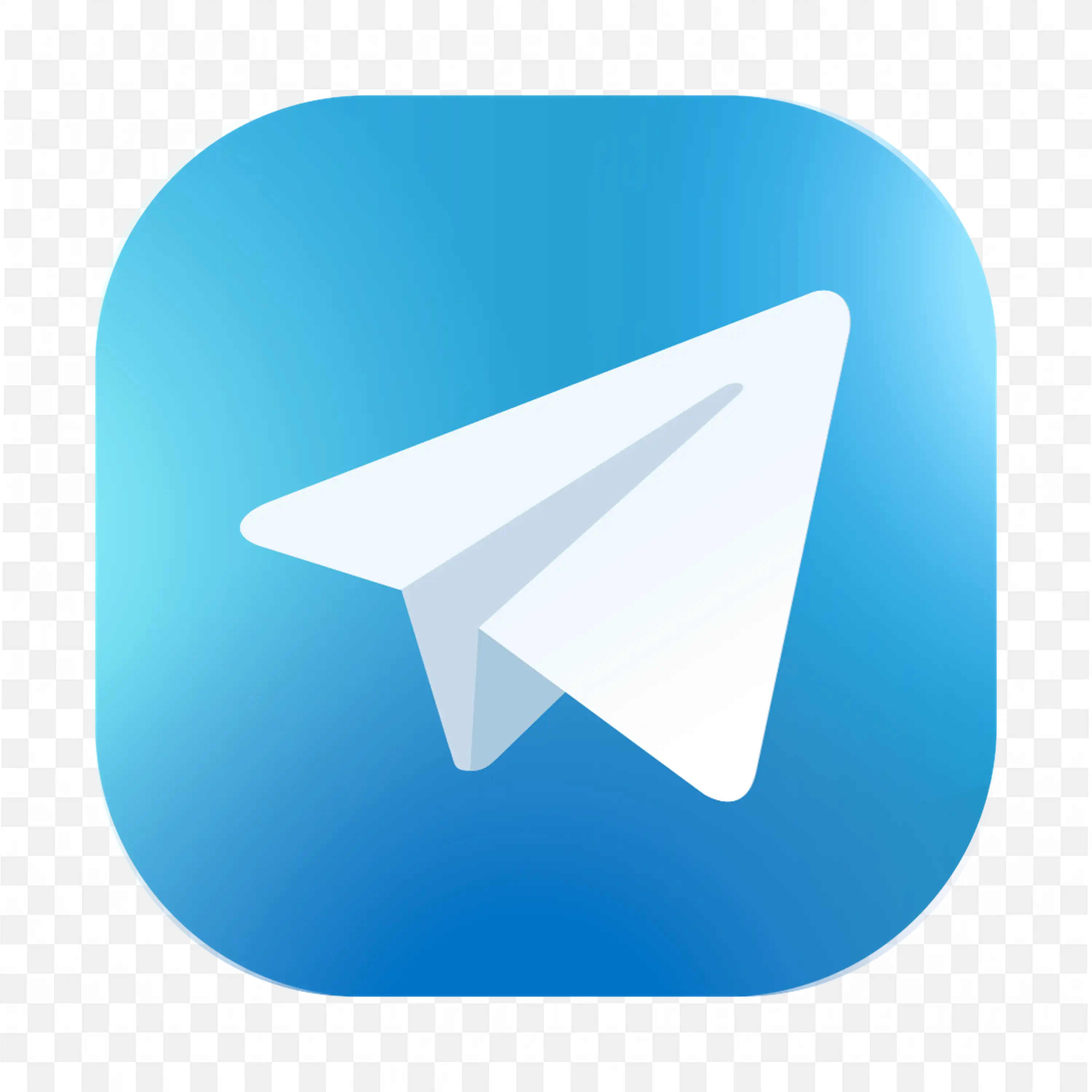 Telegram Logo with smooth blue square gradient design free PNG