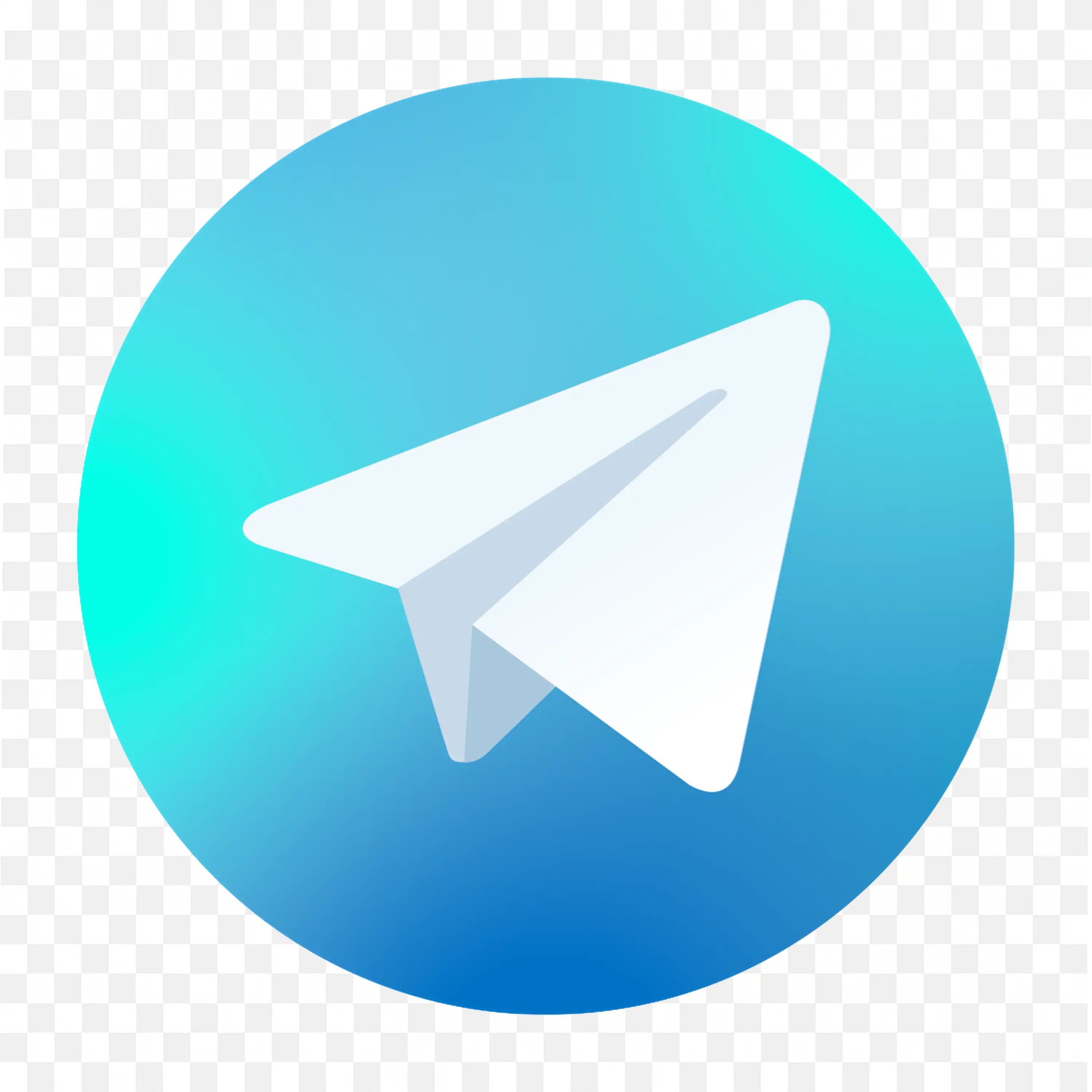 Telegram Paper Plane Icon in Blue Gradient Circle PNG logo
