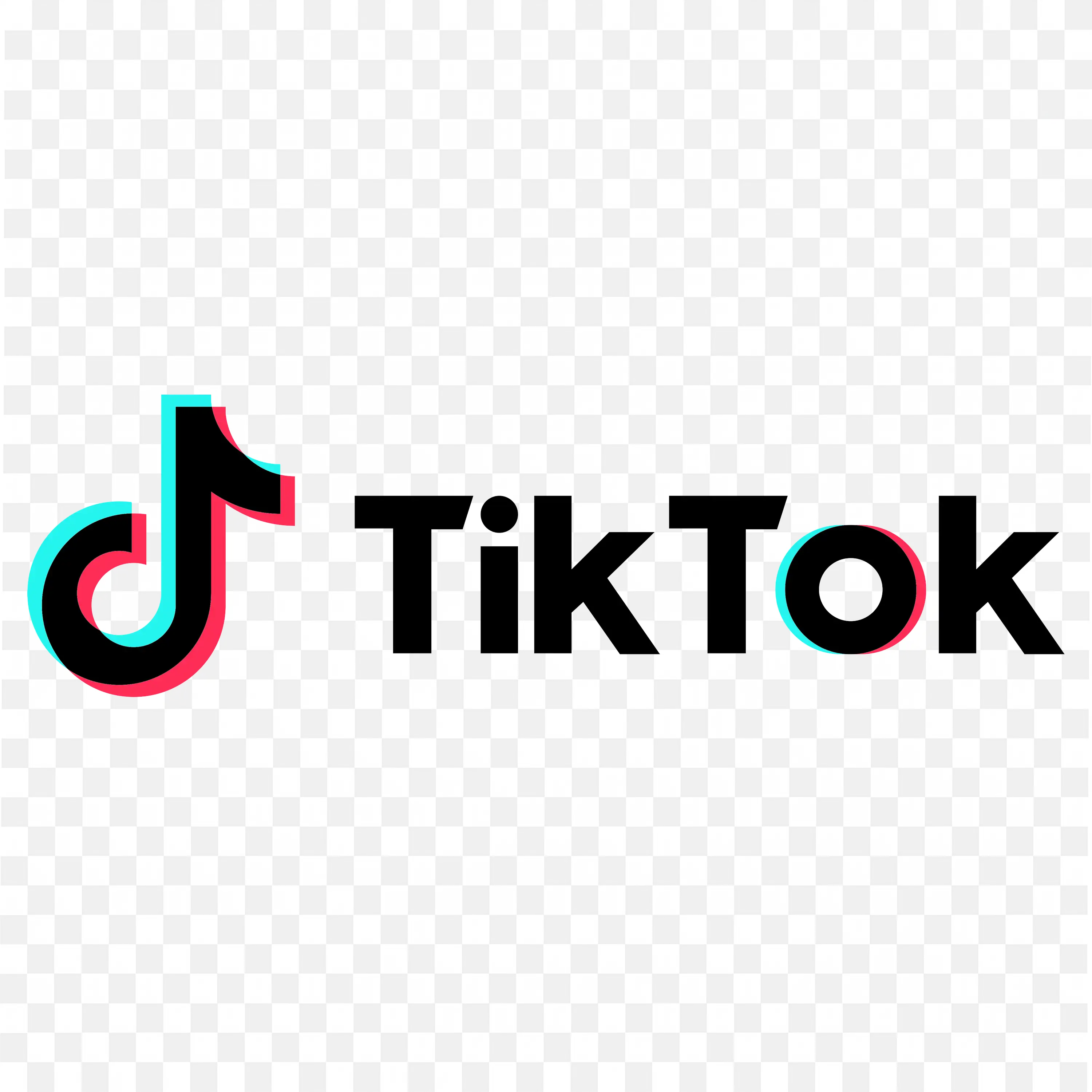 TikTok Logo with Colourful Musical Note and Wordmark PNG