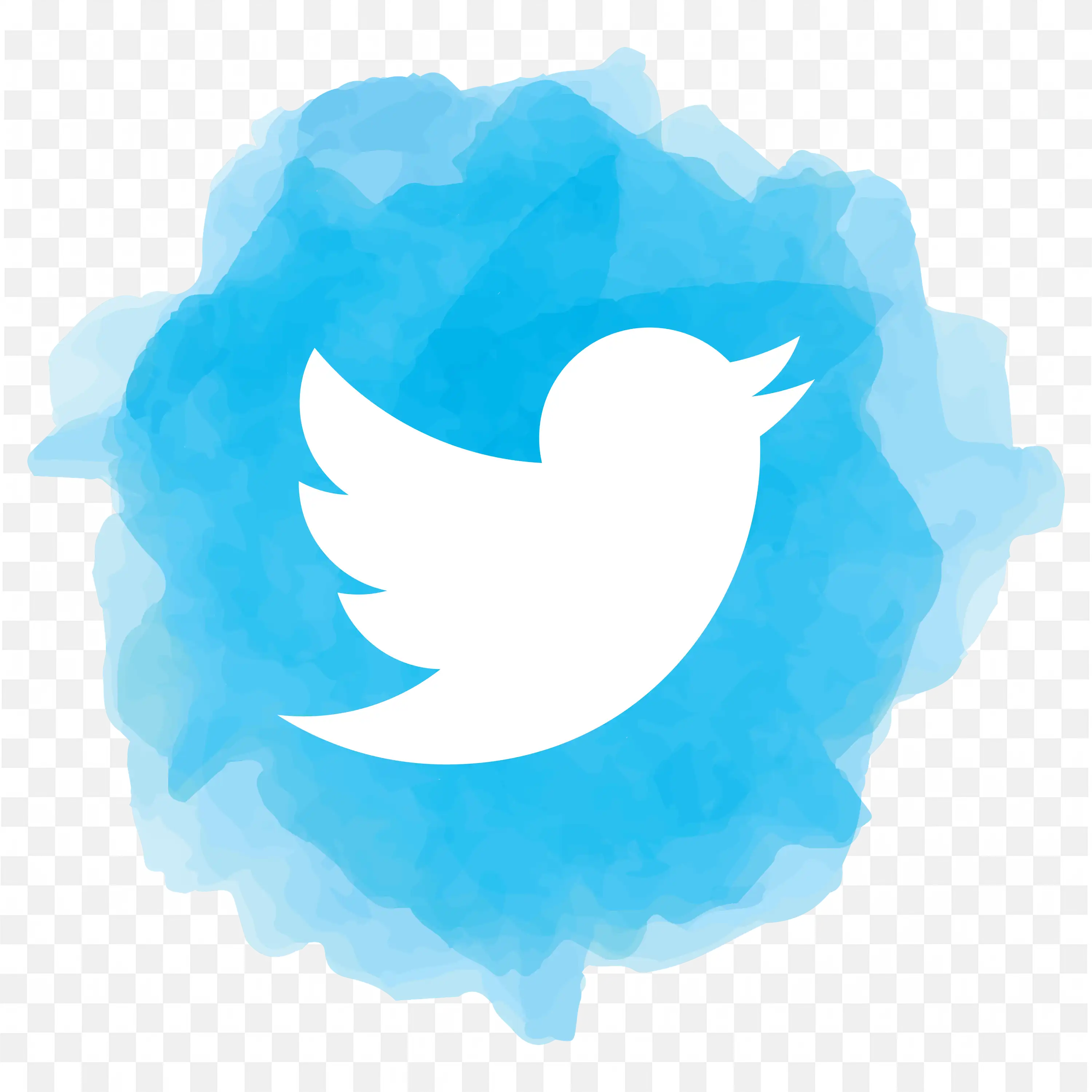 Twitter Bird Logo on Watercolour Blue Background PNG free