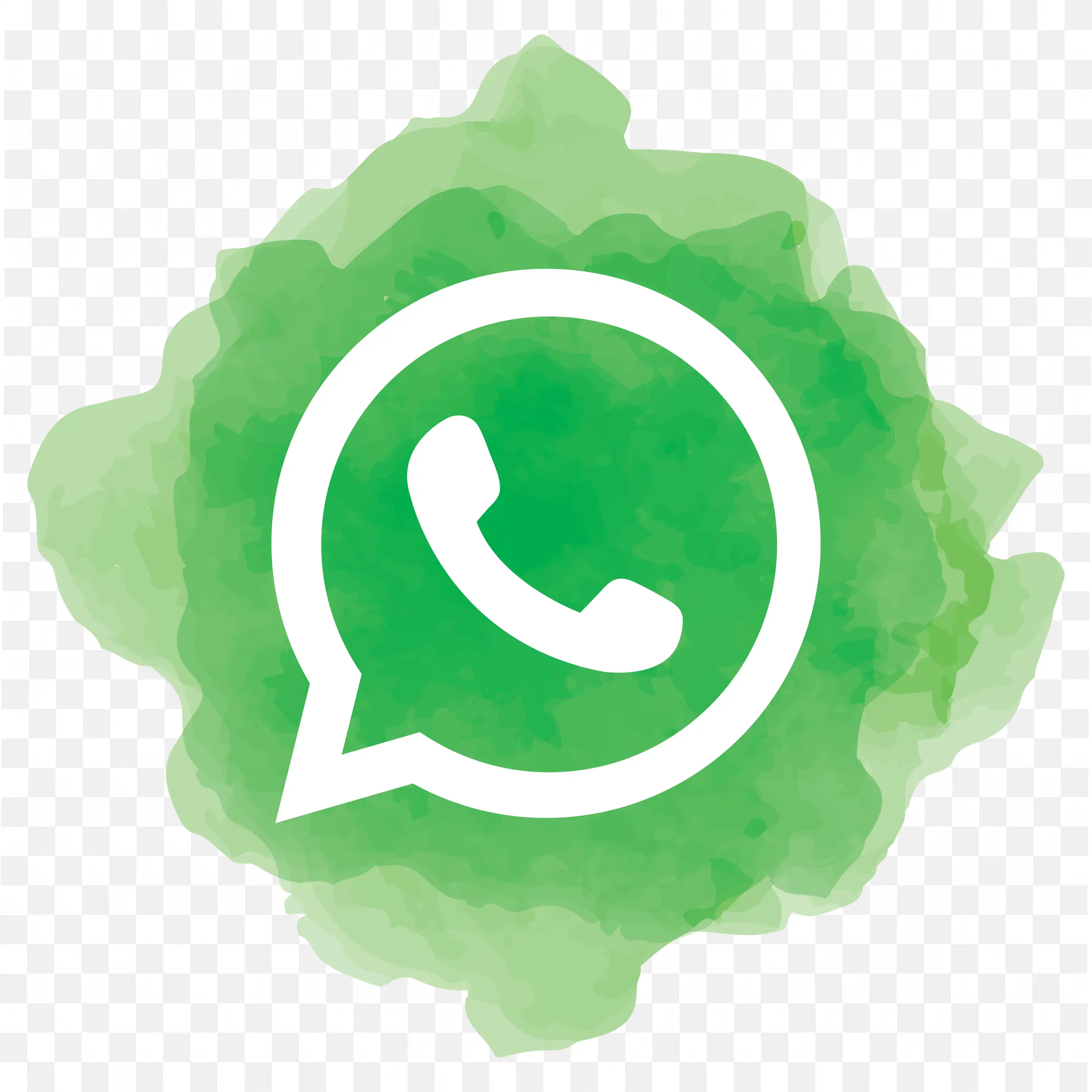 WhatsApp Logo on Green Watercolour Background PNG image