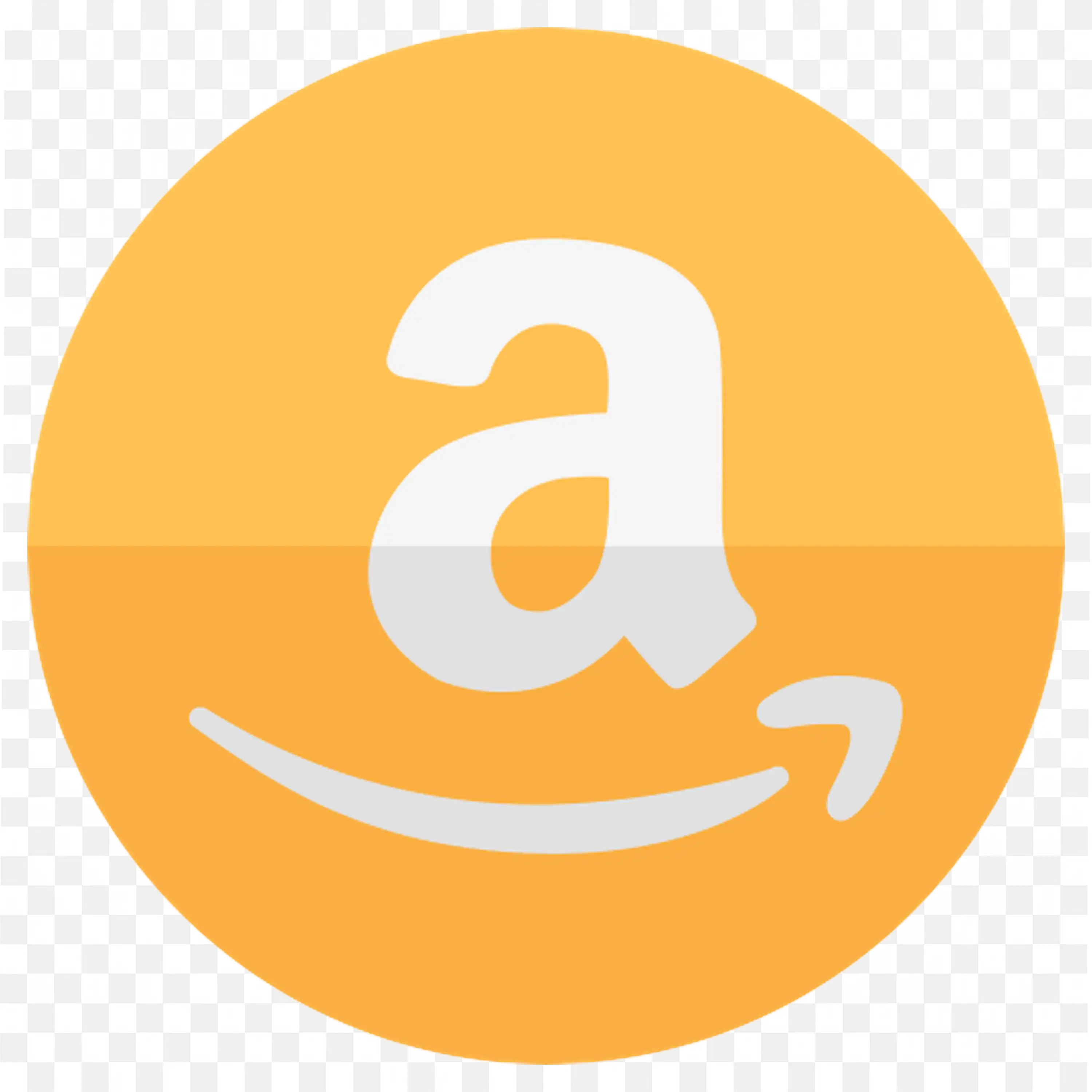 White on orange circle flat design Amazon logo PNG free