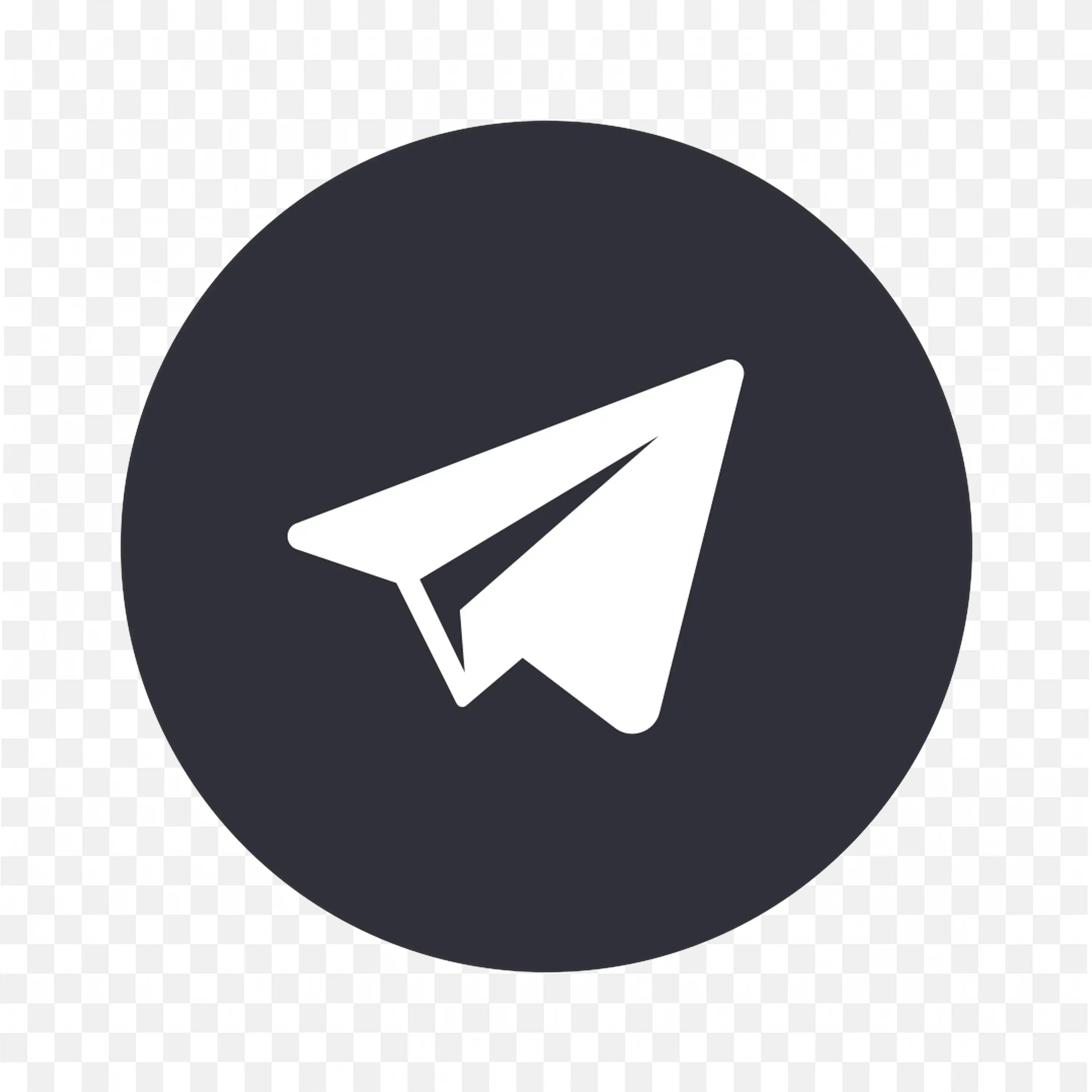 White Telegram logo with dark circular background PNG free