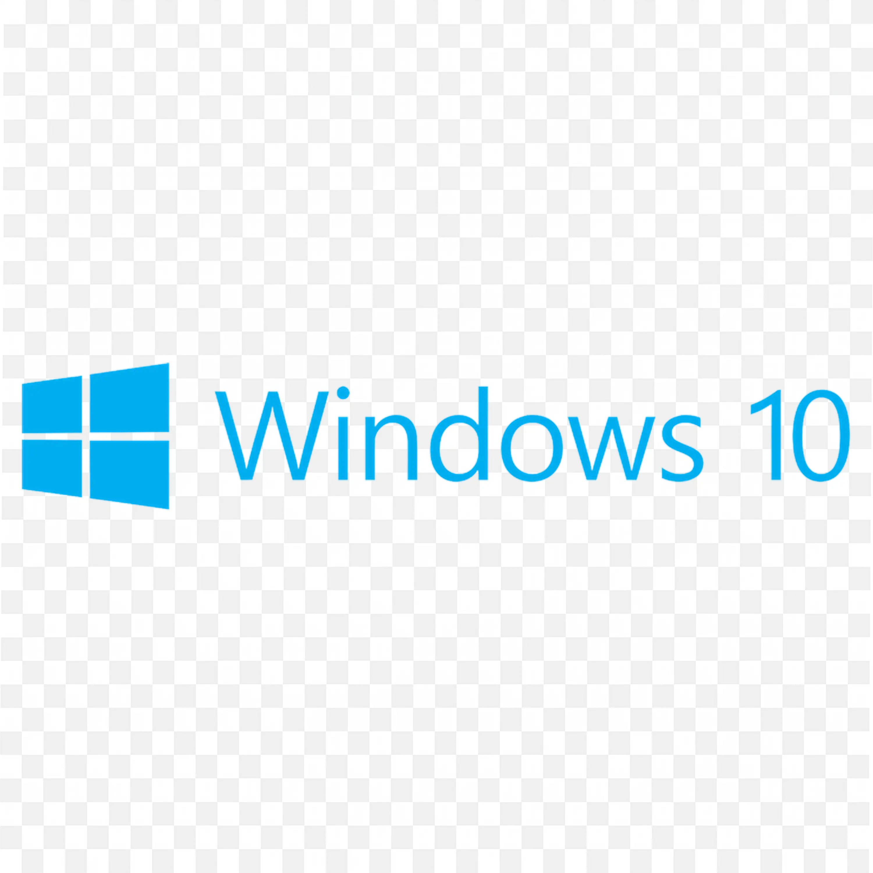 Windows Ten Logo with Blue window Icon and Blue Text PNG