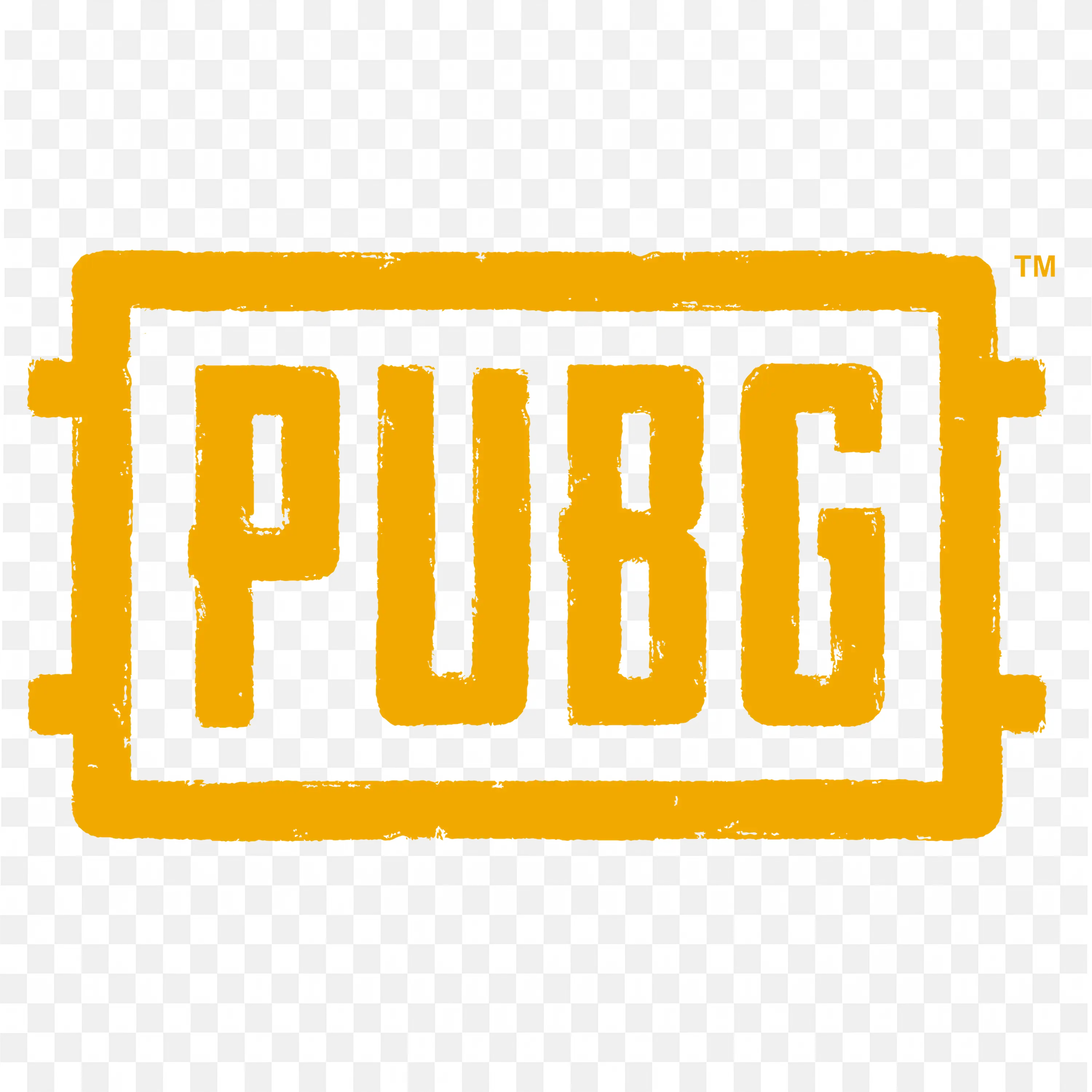 Yellow PUBG logo with block letters and border PNG for free