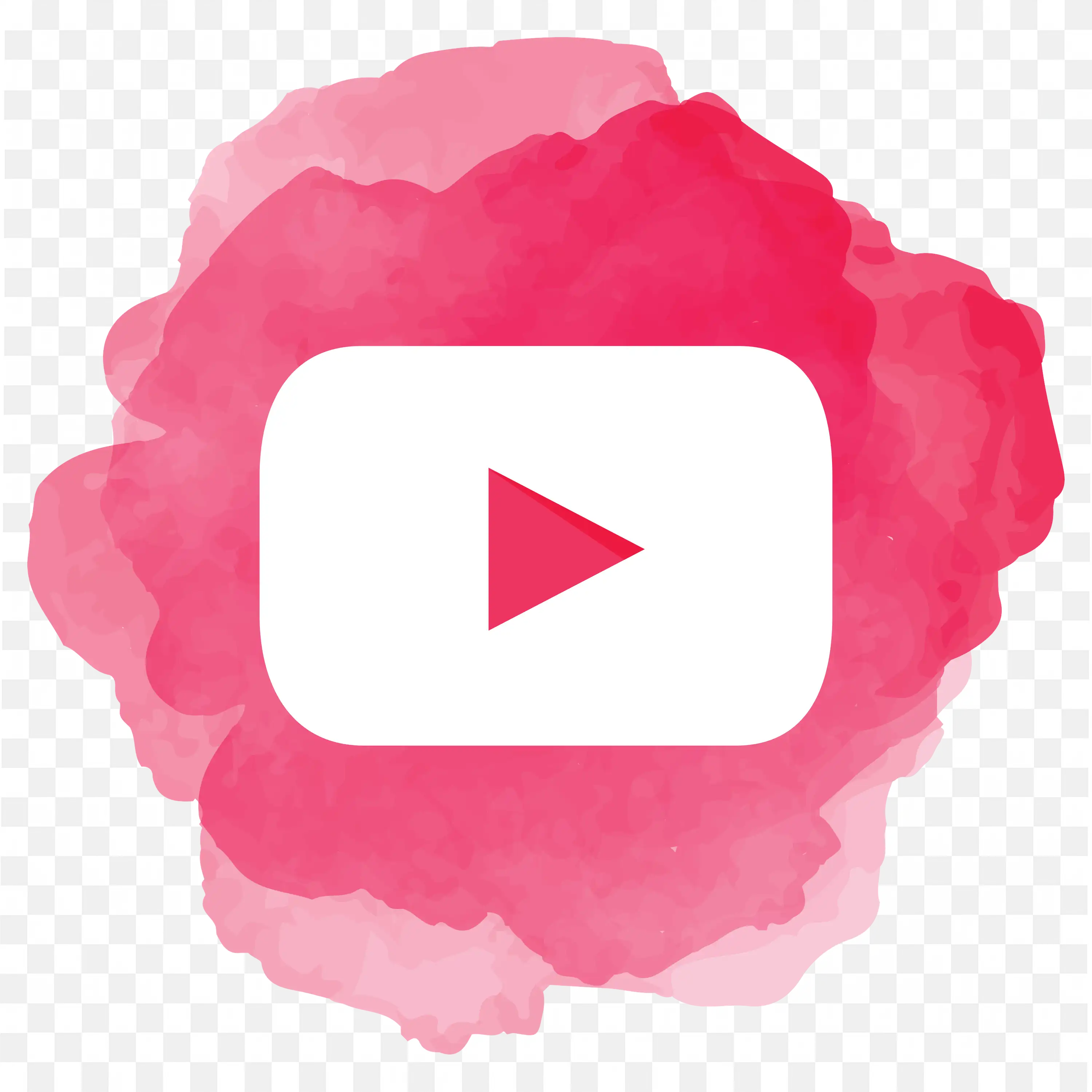 YouTube Logo on Red and Pink Watercolour Background PNG