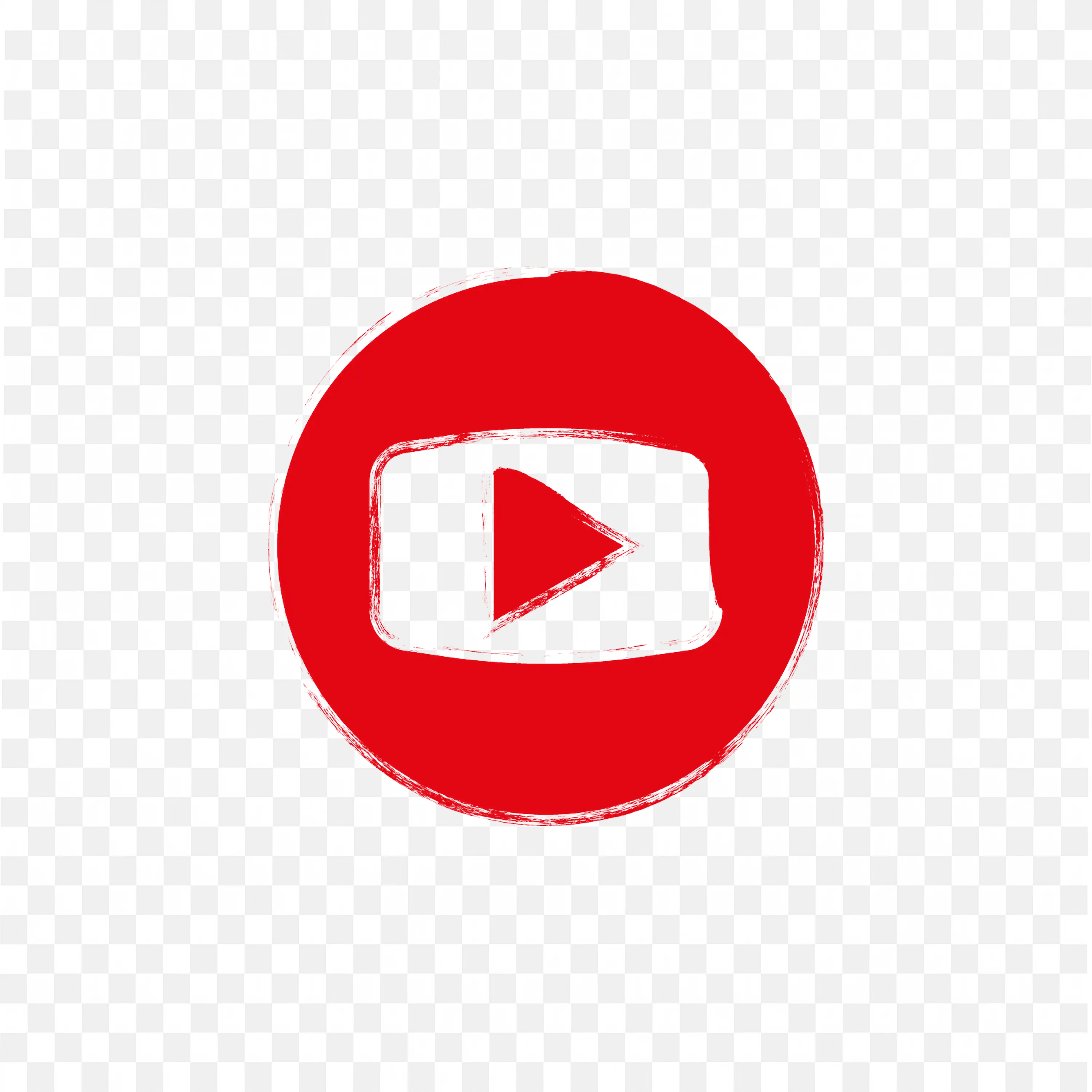 YouTube Logo in Rough Red Circle with Play Button Icon PNG