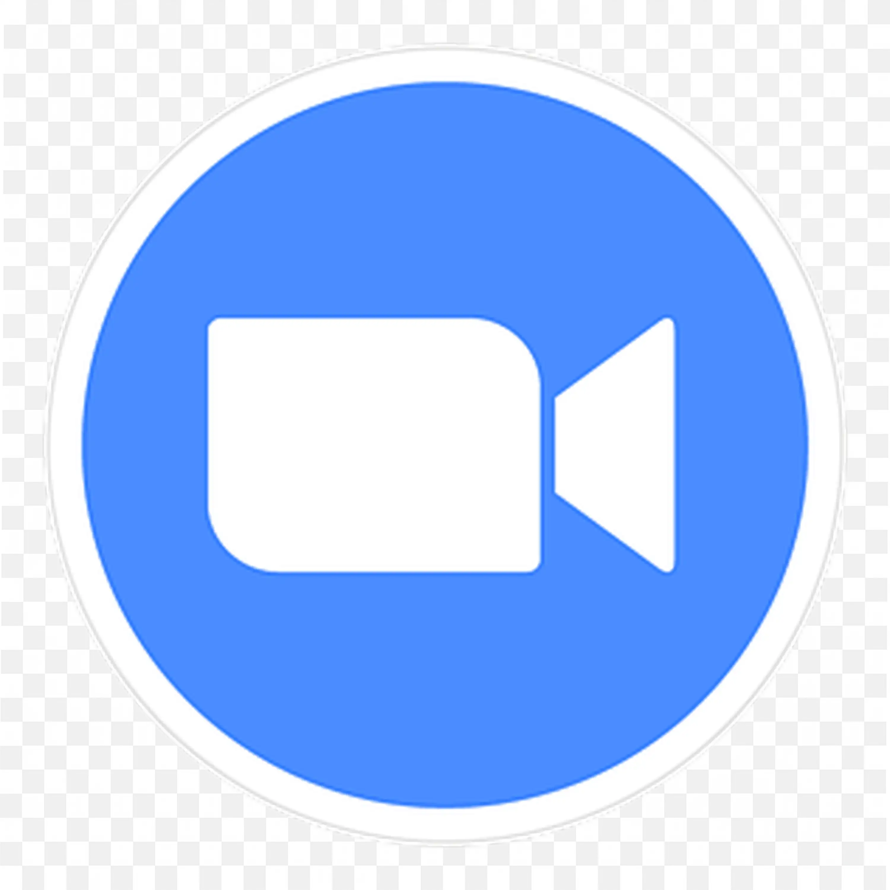 Zoom App with Video Camera Icon in Blue Circle PNG free