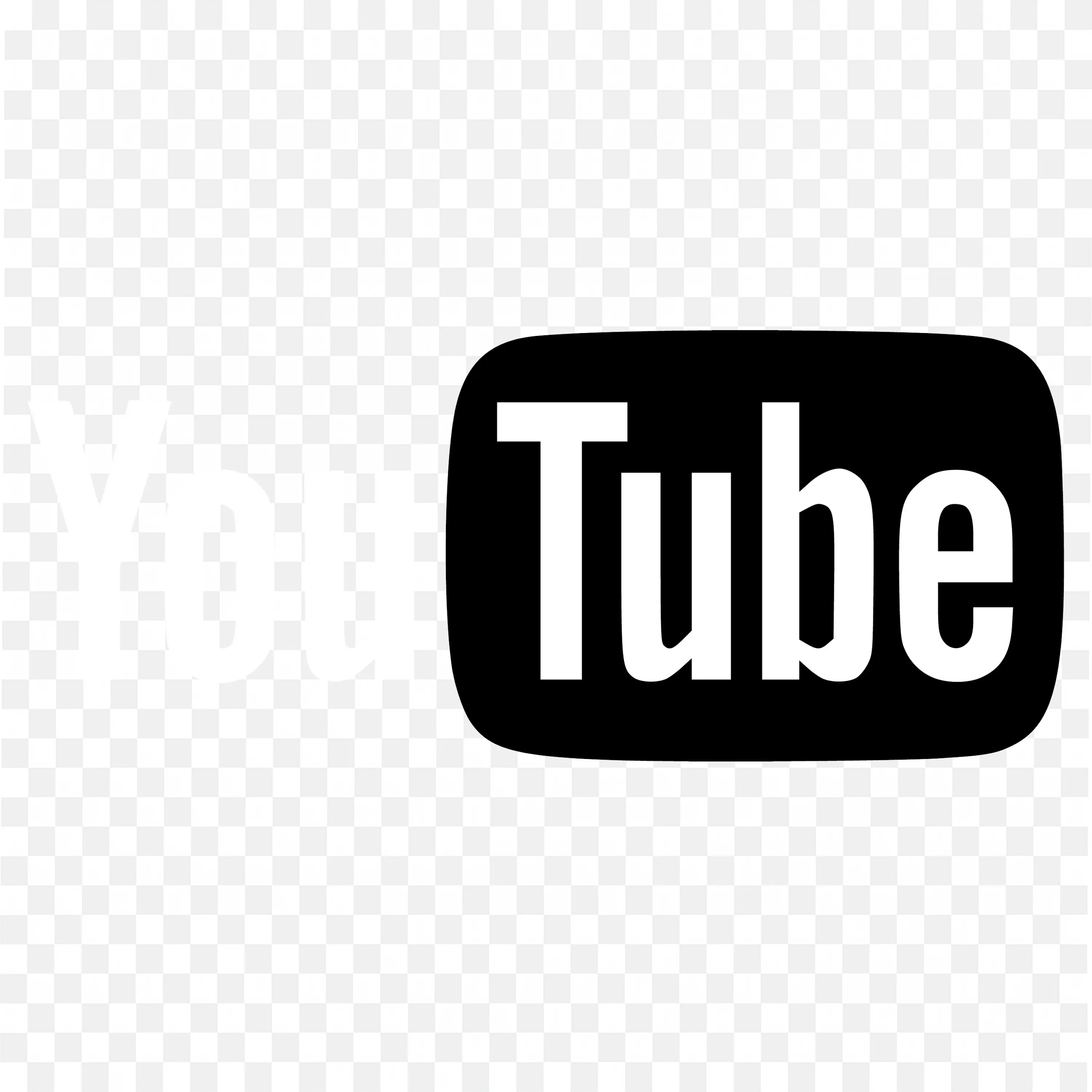Zoom View of Black and White YouTube Icon with Strong Text